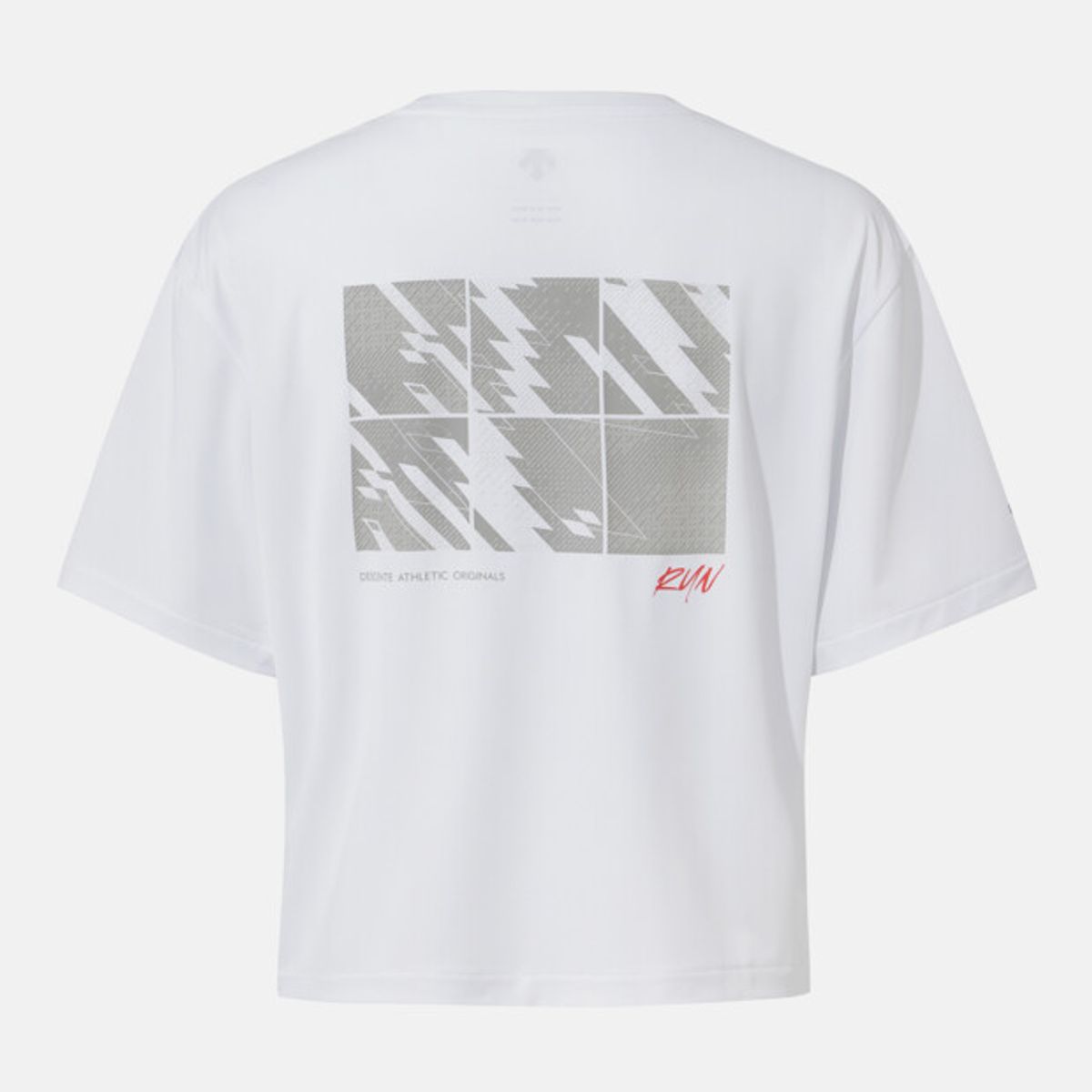 데상트(DESCENTE) 여성 러닝 백그래픽 크롭 반팔 티셔츠 화이트 SR322RTS71