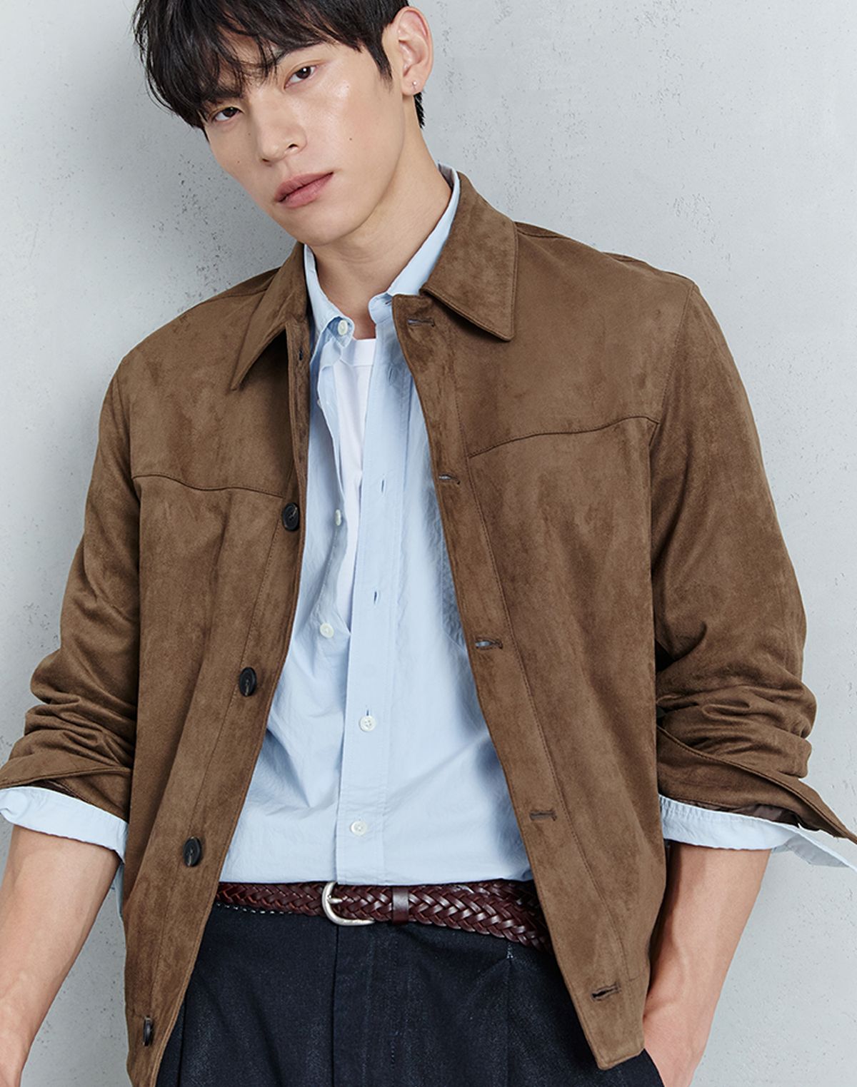 질스튜어트 맨 액세서리(JILLSTUART MEN ACC) [남녀공용] 25MM 브라운 라운드 버클 위빙 소가죽 벨트 JUBE6F410W3