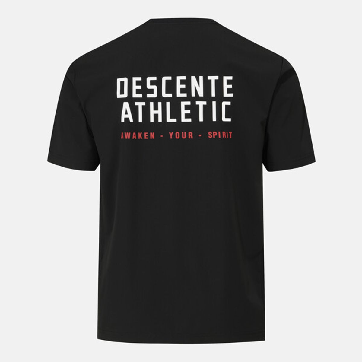 데상트(DESCENTE) 남성 우븐 백그래픽 오버핏 반팔 티셔츠 블랙 SR321TTS75