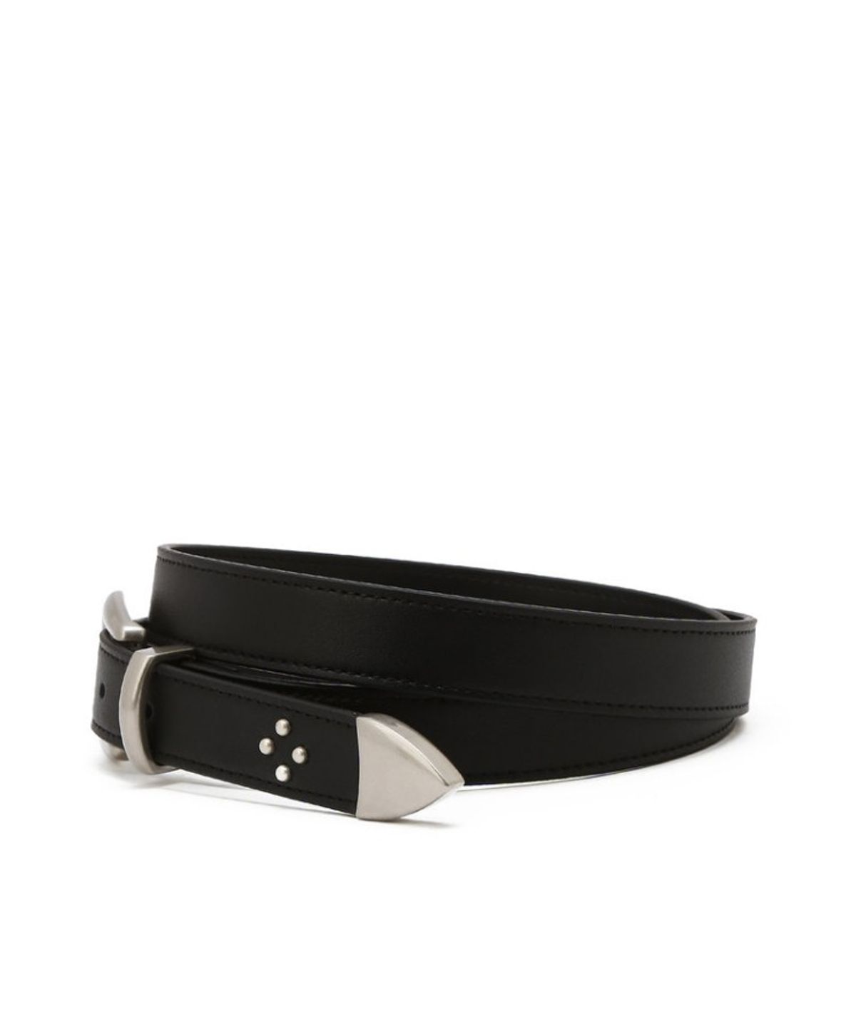 질스튜어트 맨 액세서리(JILLSTUART MEN ACC) 25MM 실버 스터드 포인트 웨스턴 가죽 벨트 JUBE6F400BK