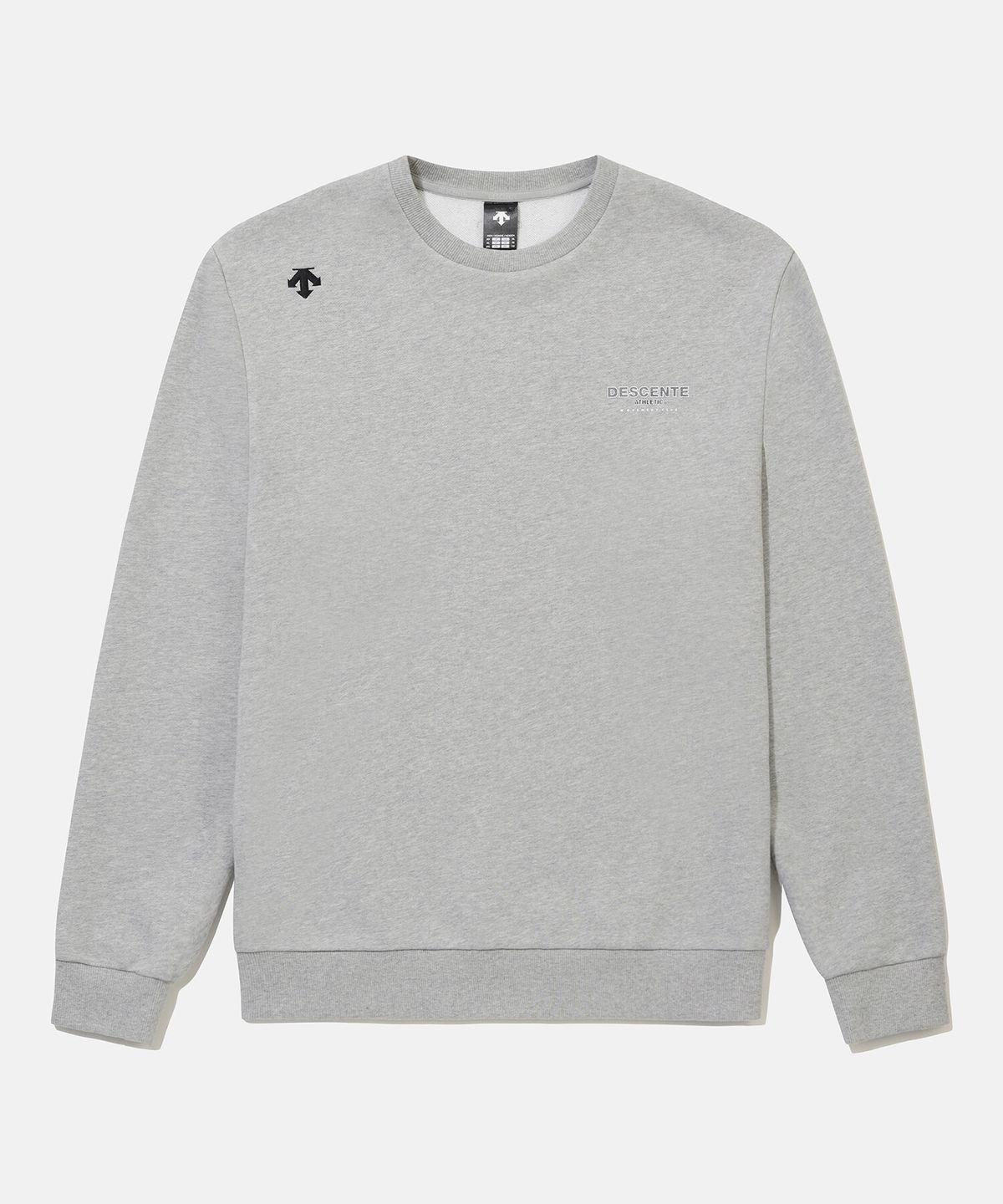 데상트(DESCENTE) 스포츠테리 워딩 컴포트핏 맨투맨 멜란지 그레이 SR323UHT81