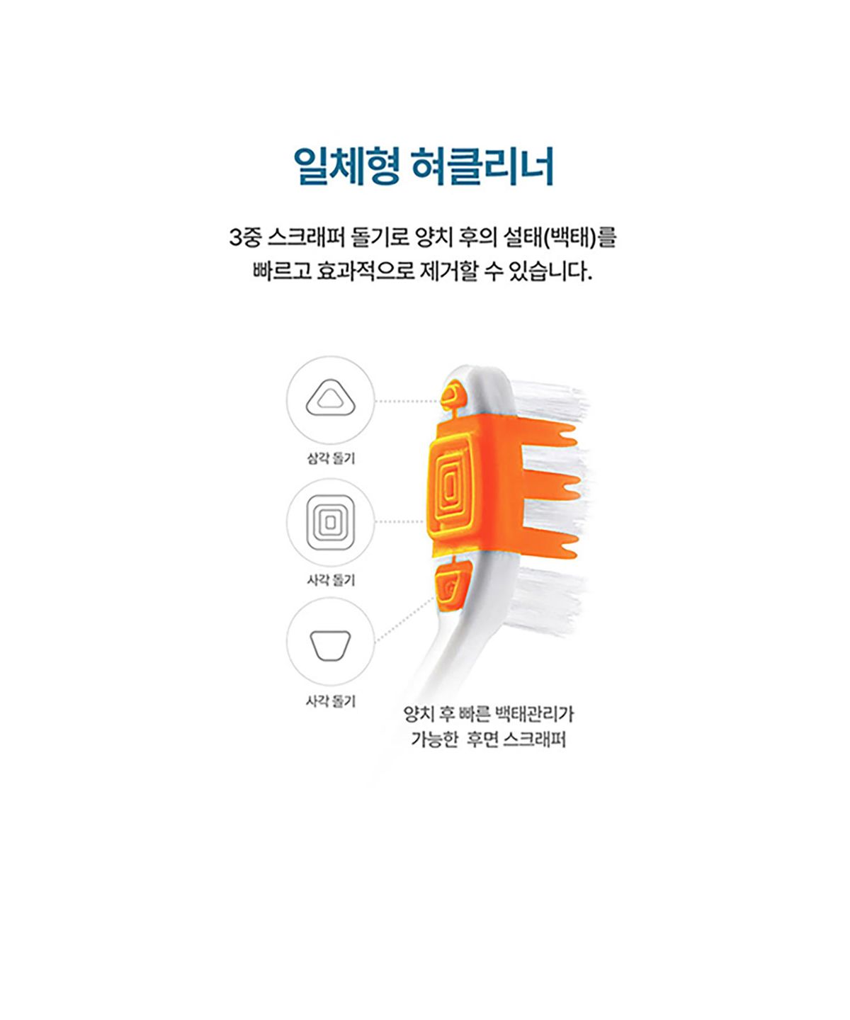 덴클(DENCLE) 덴클 탄탄한 탄력모 프라그제거 칫솔 6개 혀클리너 잇몸마사지팁
