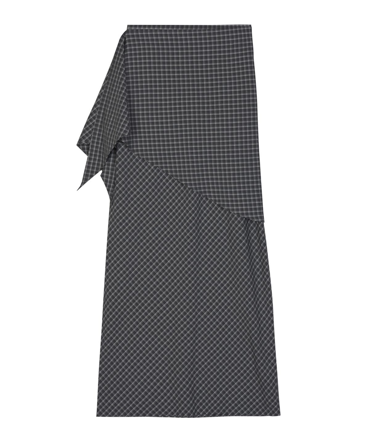 닉앤니콜(NICK&NICOLE) DRAPE WRAP CHECK LONG SKIRT_BLACK