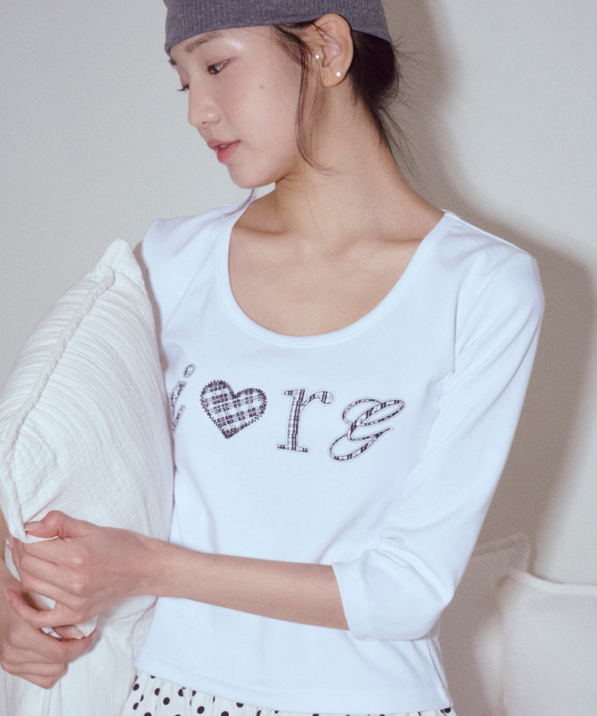 로긴 앤 로지(ROGIN N ROSIE) I Luv RnR Check Point Long Sleeve White