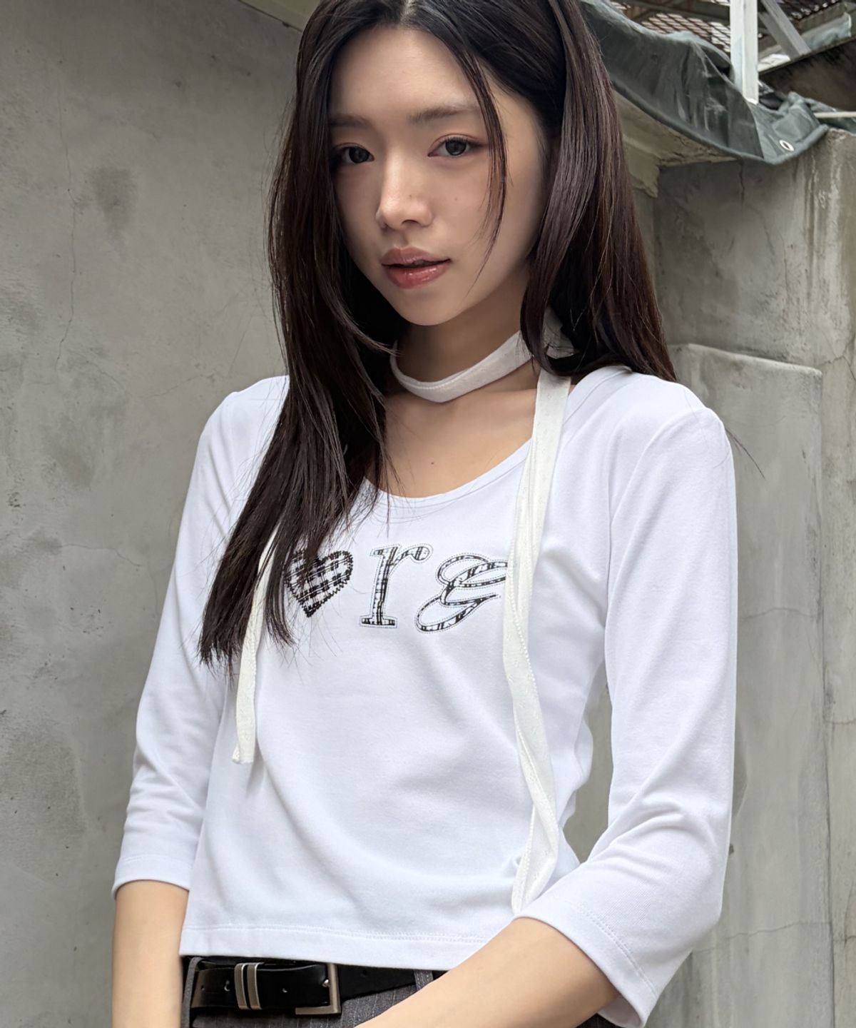 로긴 앤 로지(ROGIN N ROSIE) I Luv RnR Check Point Long Sleeve White