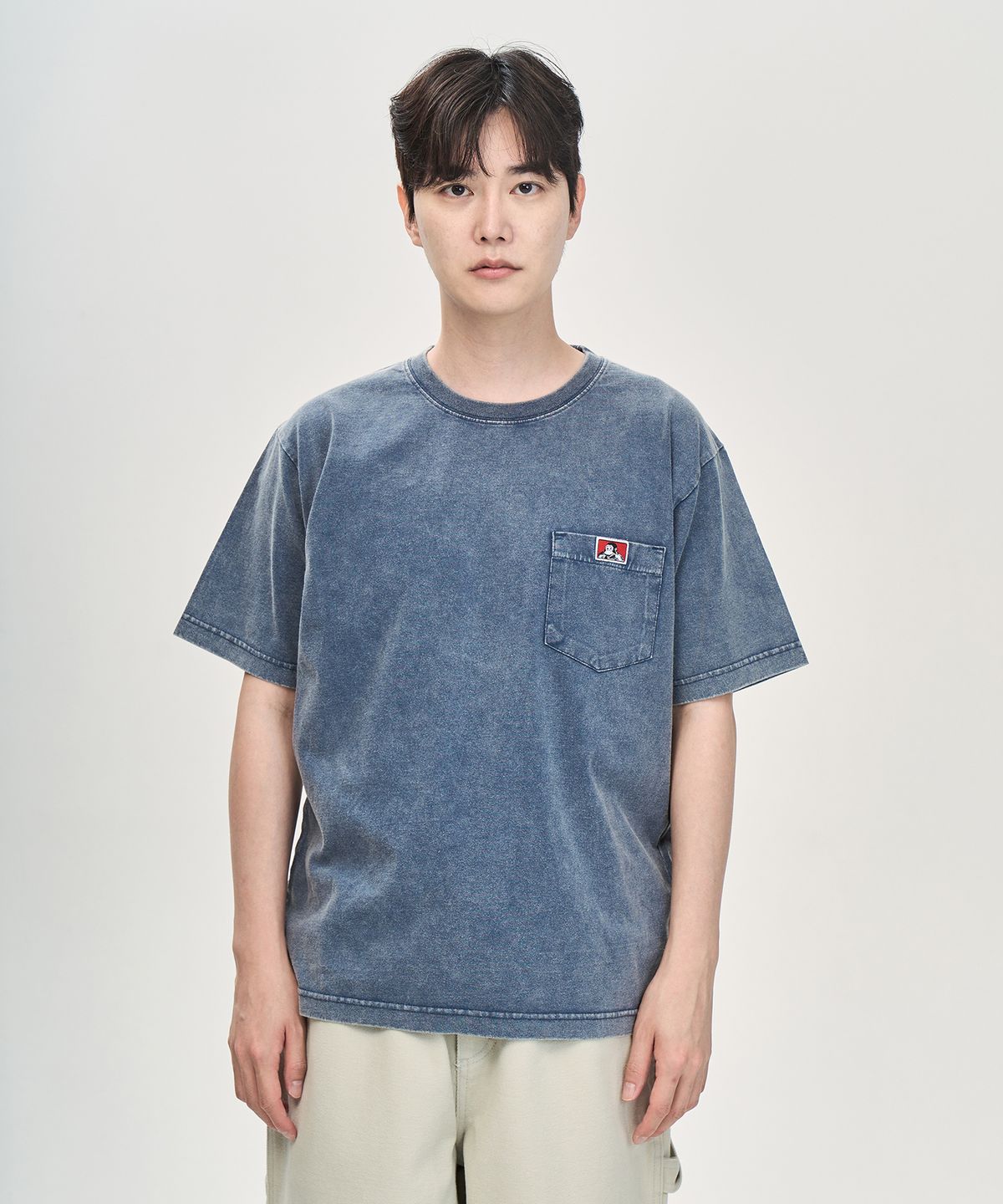 벤 데이비스(BEN DAVIS) 빈티지 워싱 포켓 티셔츠 네이비