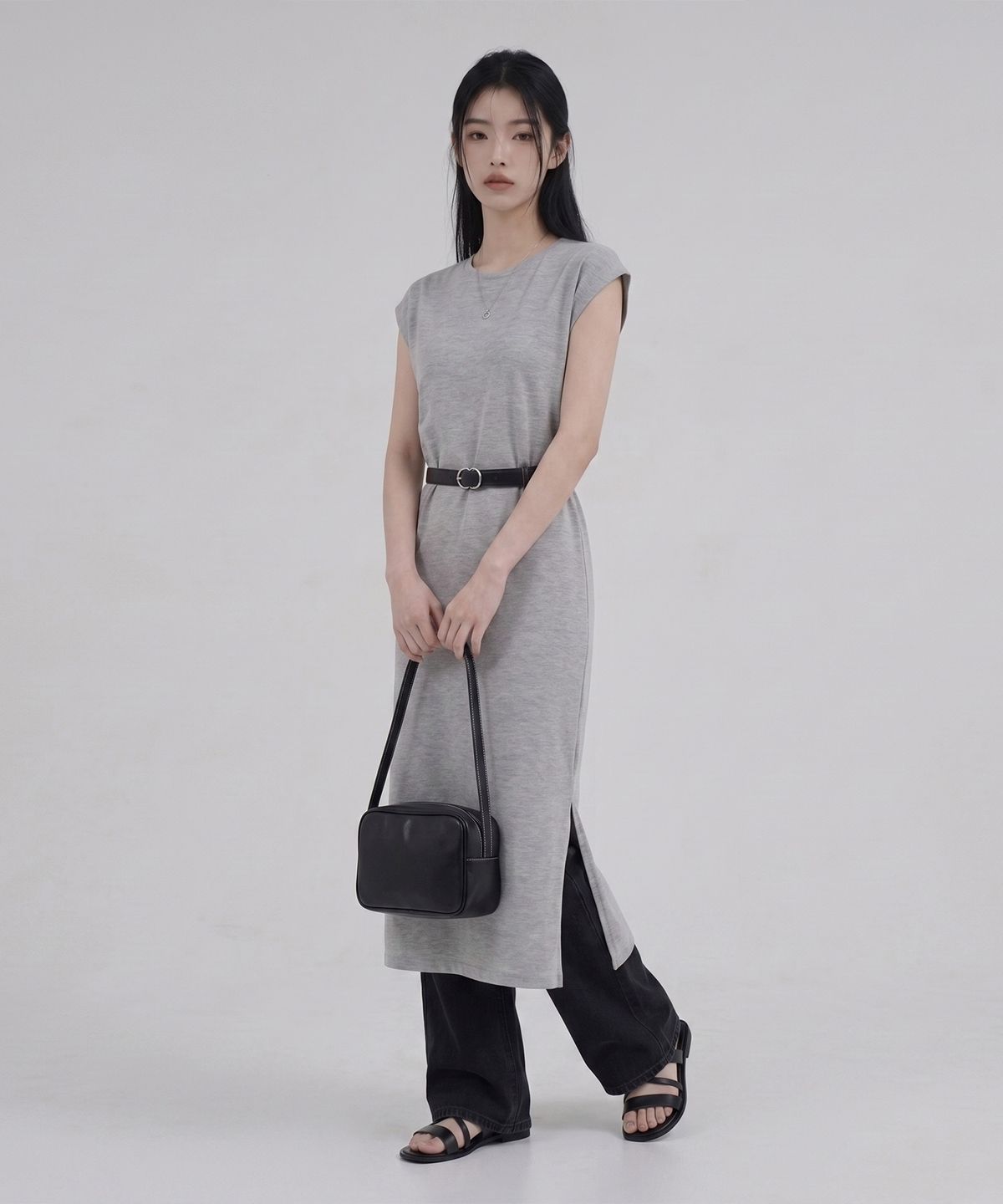 메종니아트(MAISON DE NEART) [SLEEVELESS DRESS] 여름 옆트임 특양면 민소매 롱 원피스_(3color)
