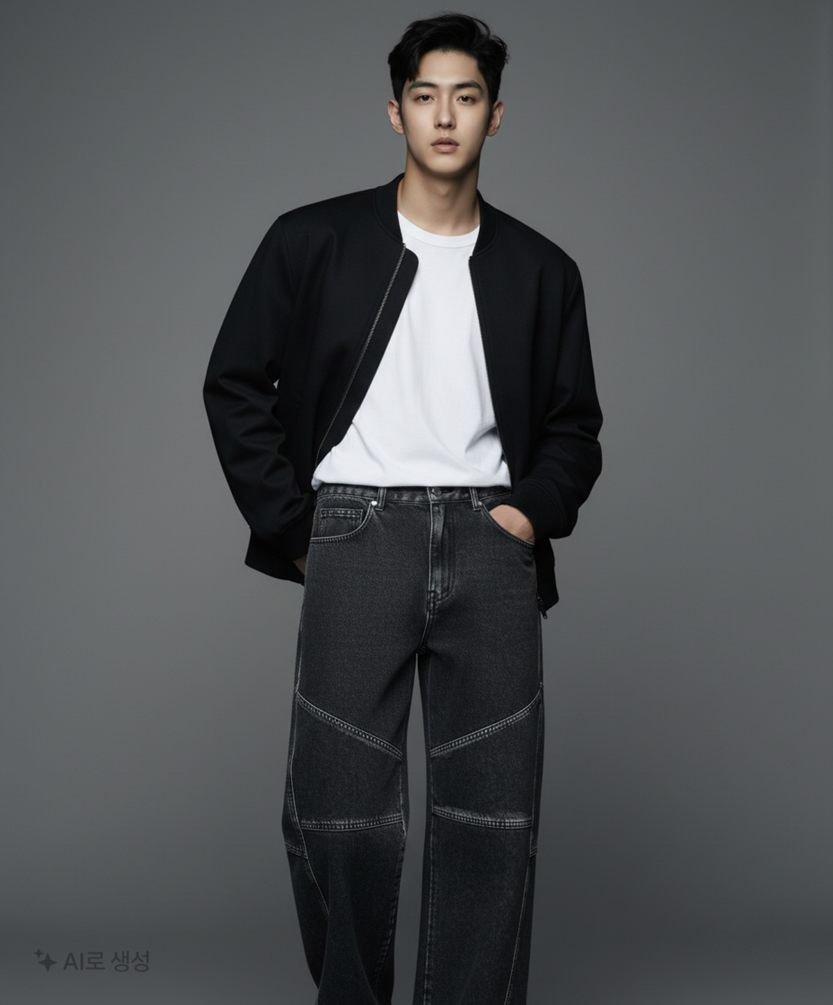 메종미네드(MAISON MINED) GREY POINTED WIDE DENIM 46