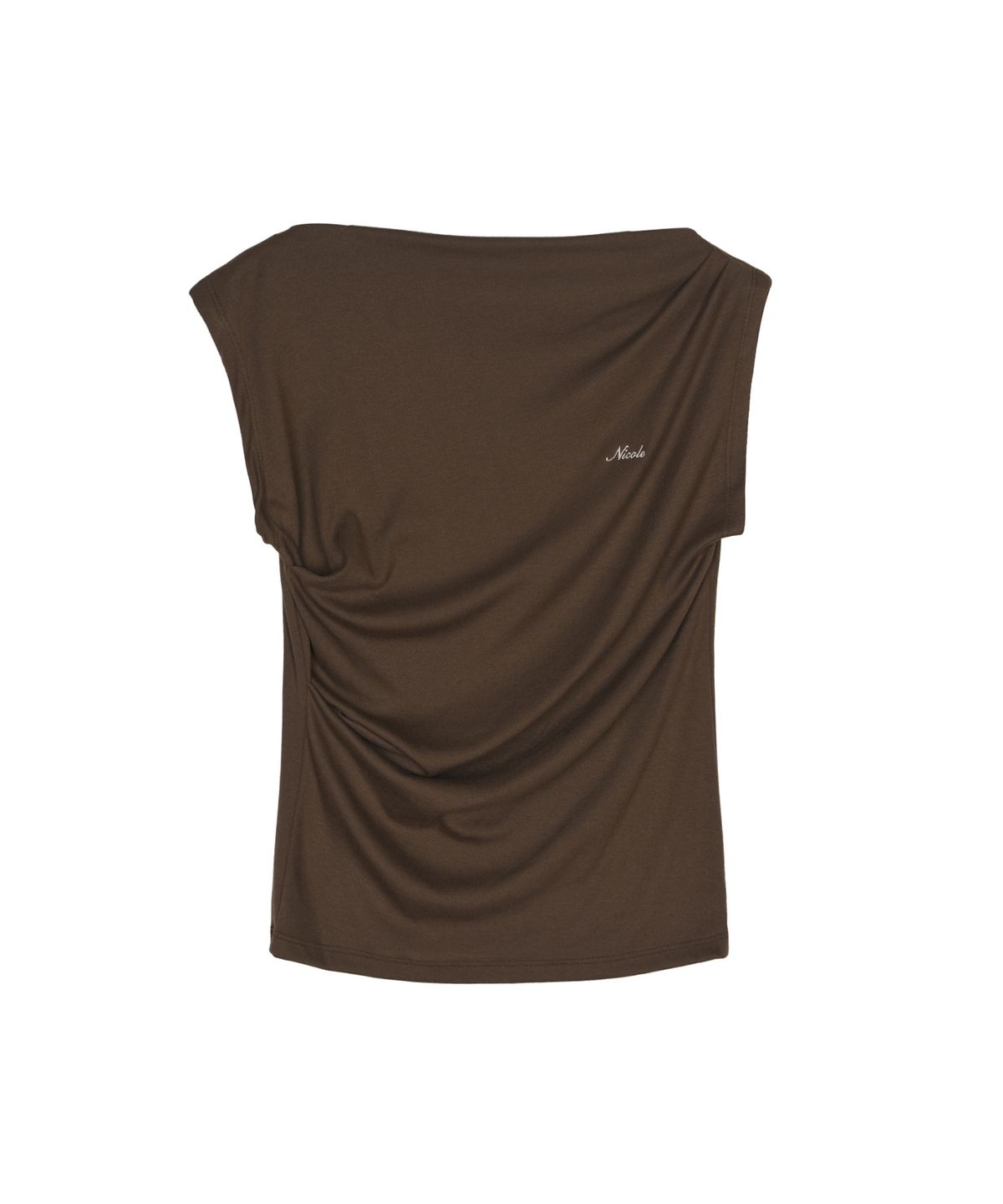 닉앤니콜(NICK&NICOLE) DRAPED SHIRRING SLEEVELESS TOP_BROWN