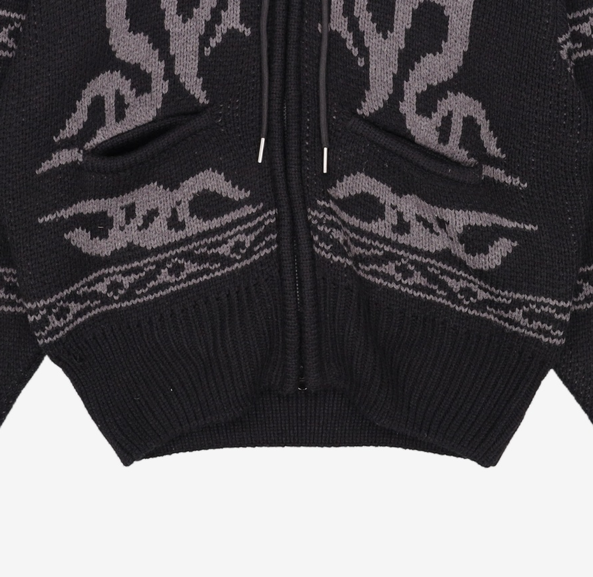 노매뉴얼(NOMANUAL) COWICHAN HOODED ZIP-UP - BLACK M