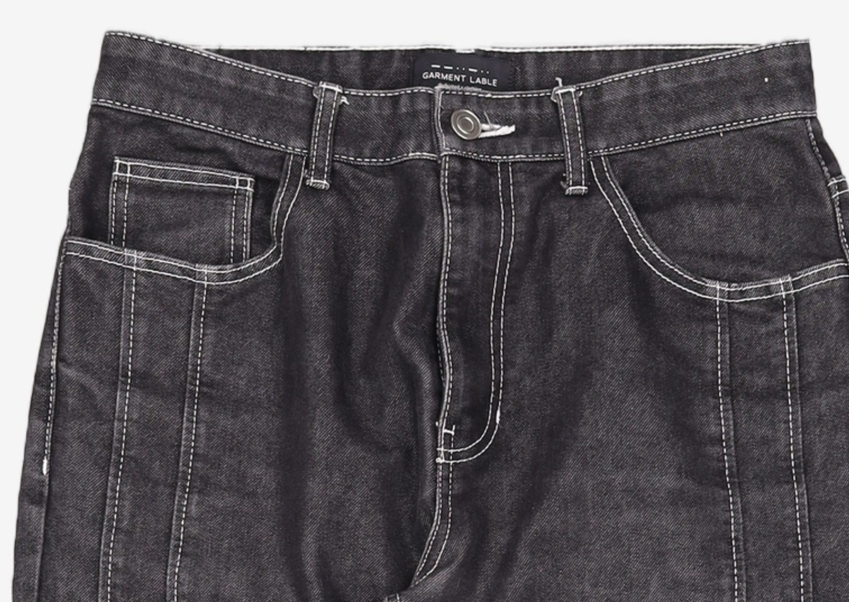 가먼트레이블(GARMENT LABLE) Stitch Straight Jeans - Black M