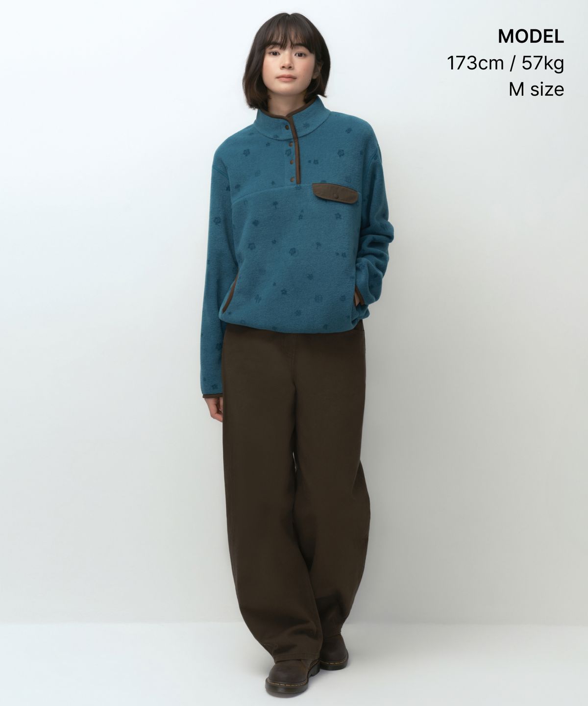 무신사 스탠다드 우먼(MUSINSA STANDARD WOMAN) [오헤시오 컬래버] 폴라 플리스 스냅 풀오버 [틸 블루]