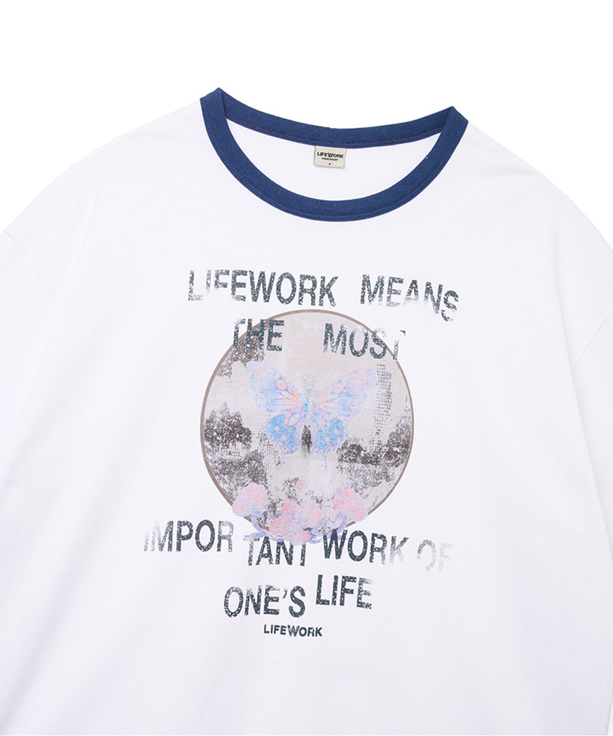 라이프워크(LIFEWORK) 여성) 빈티지 레터링 링거 반팔 티셔츠
