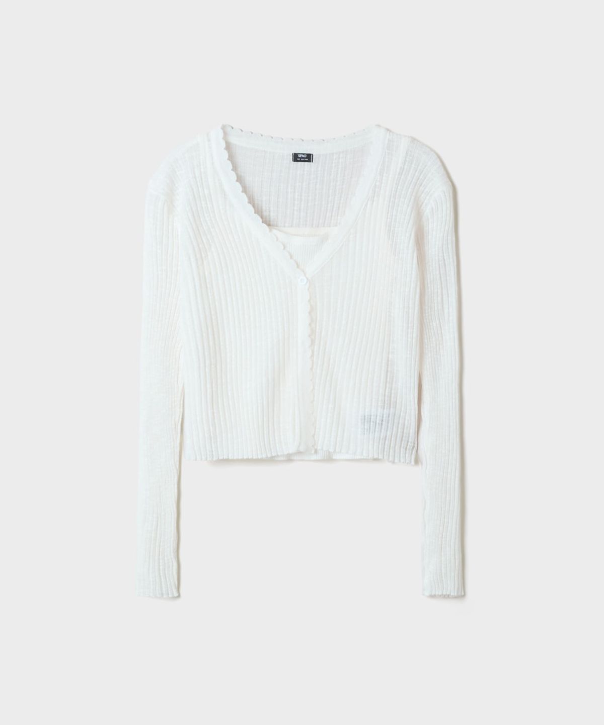 스파오(SPAO) 레이어드 스캘럽 카디건_SPCKG37G05