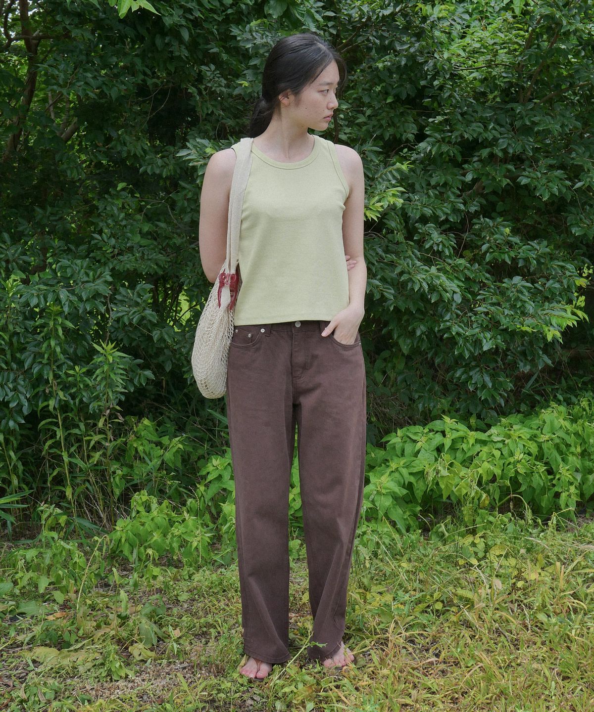 스텝어라운드(STEP AROUND) Span rib sleeveless_OLIVE