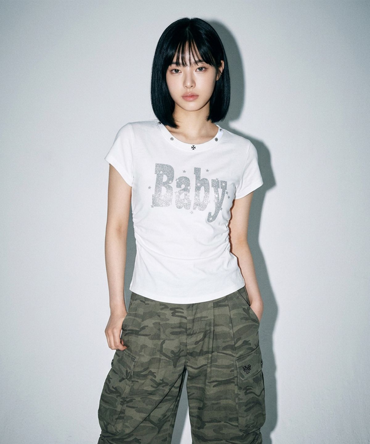 더그린랩(THE GREEN LAB) BABY 스터드 그래픽 셔링 반팔티 [데님 블루]