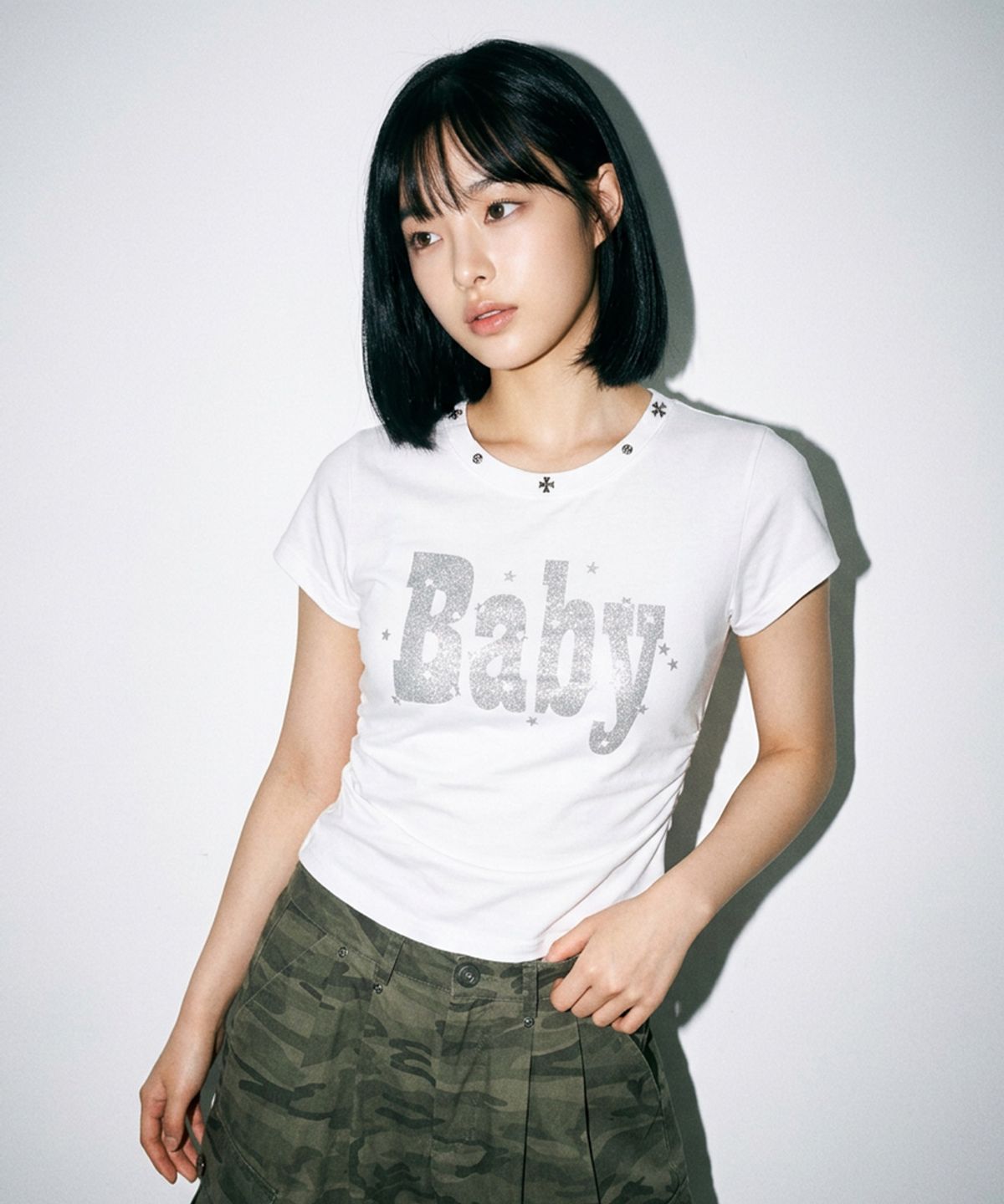 더그린랩(THE GREEN LAB) BABY 스터드 그래픽 셔링 반팔티 [데님 블루]