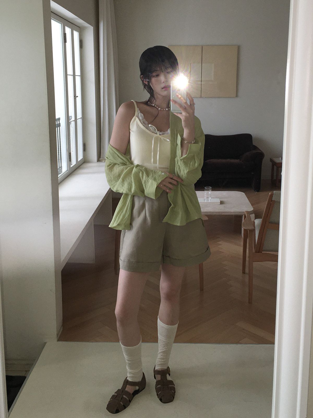 쿨키튼(KOOLKITTEN) 크링클 시어 썸머 버튼 셔츠 4colors