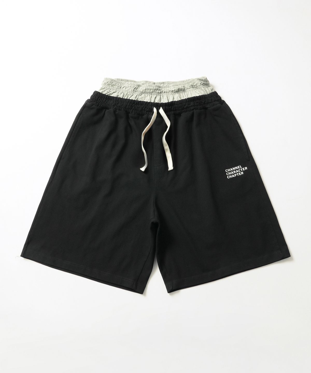 씨에이치사공사(CH.404) BOXER LAYERED BERMUDA PANTS BLACK
