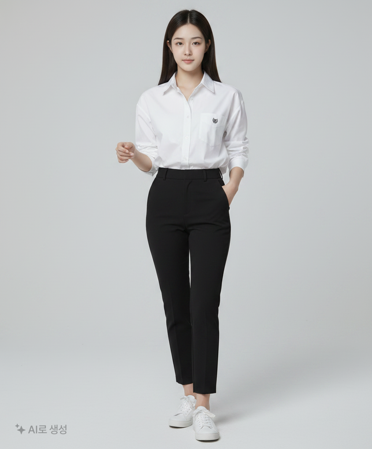 마리끌레르(MARIE CLAIRE) 코튼 마리 로고 자수 셔츠(MAECSH04MIV) FREE