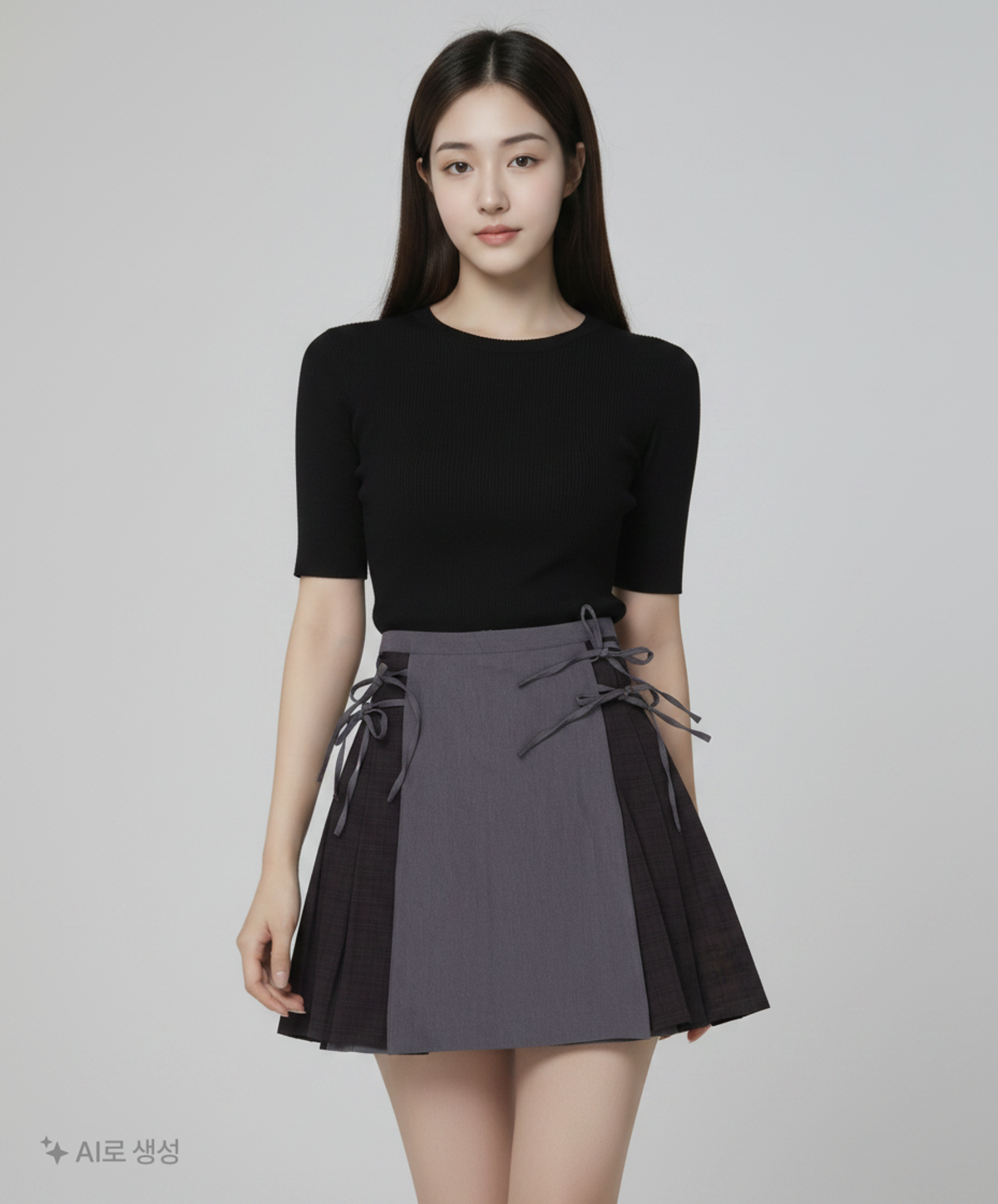미세키서울(MISEKI SEOUL) Side bow pleats midi skirt BLACK 1