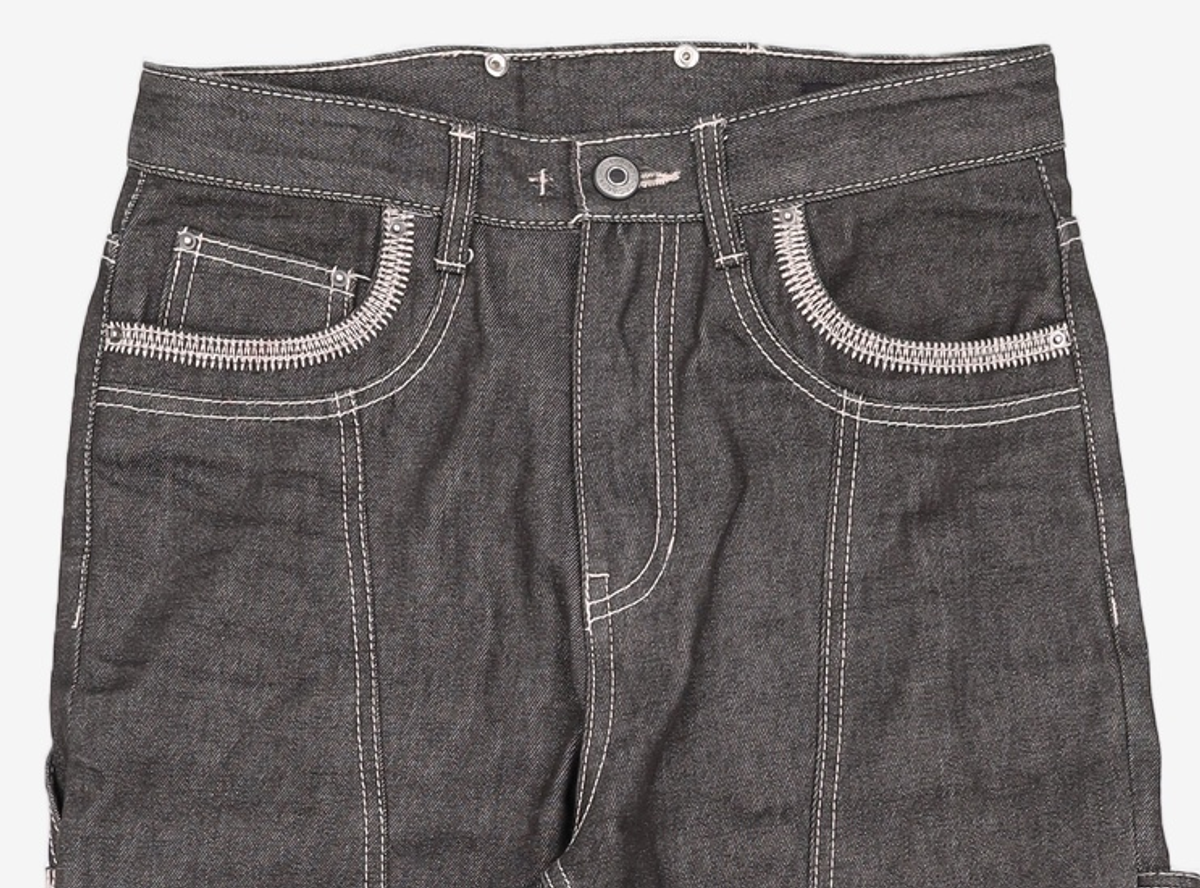 메종미네드(MAISON MINED) OBLIQUE SEMI WIDE DENIM PANTS BLACK 46