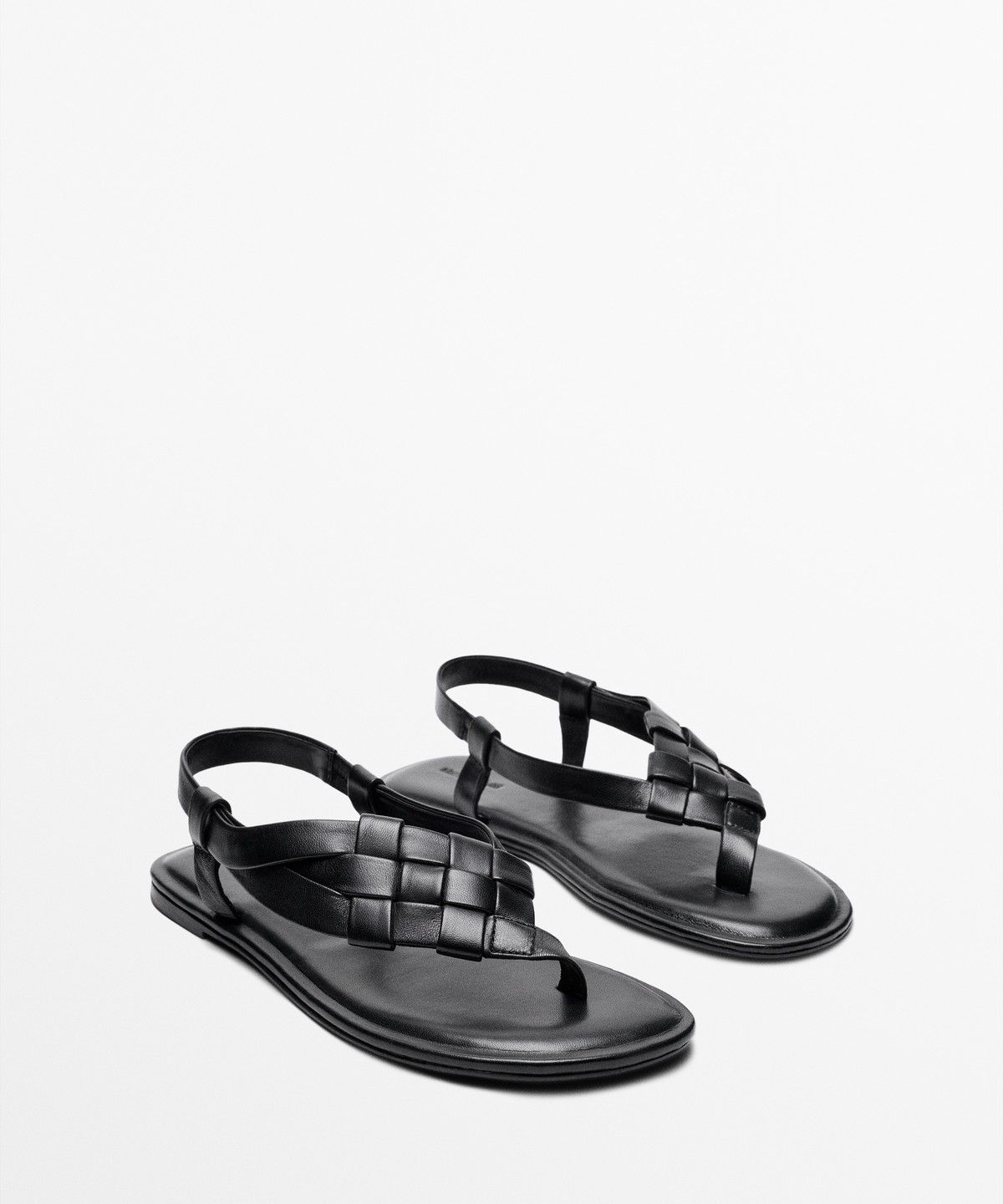 마시모두띠(MASSIMO DUTTI) 플랫 브레이디드 가죽 샌들
