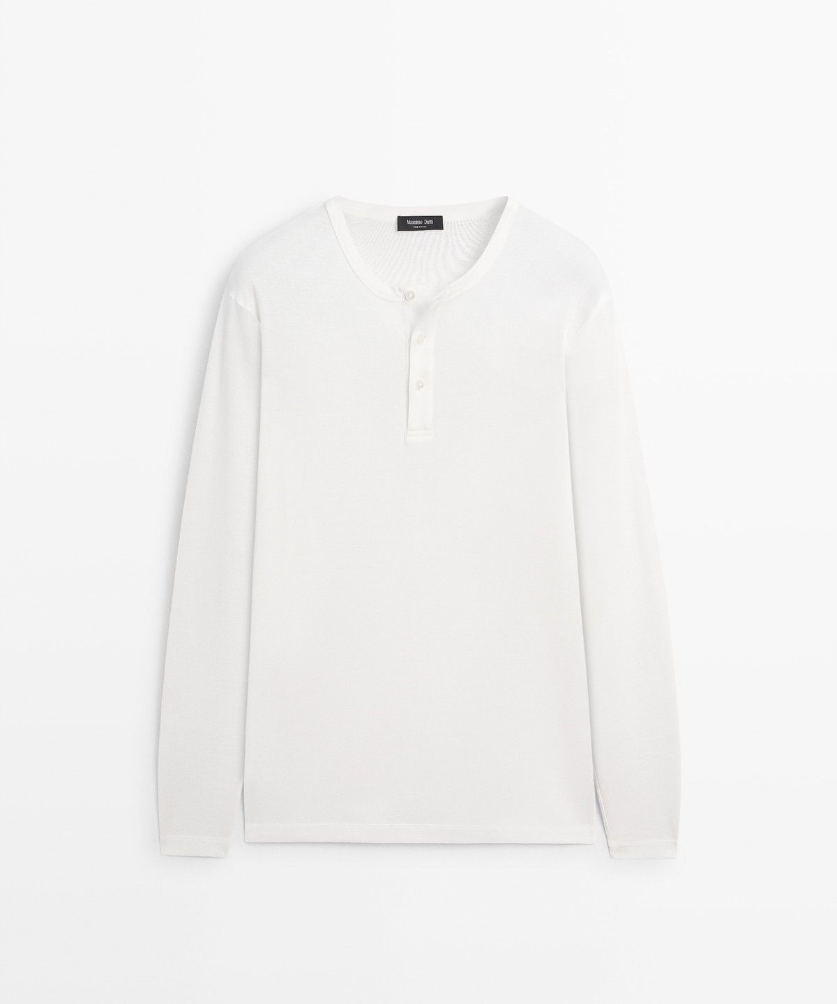 마시모두띠(MASSIMO DUTTI) 100% 코튼 헨리넥 긴소매 티셔츠