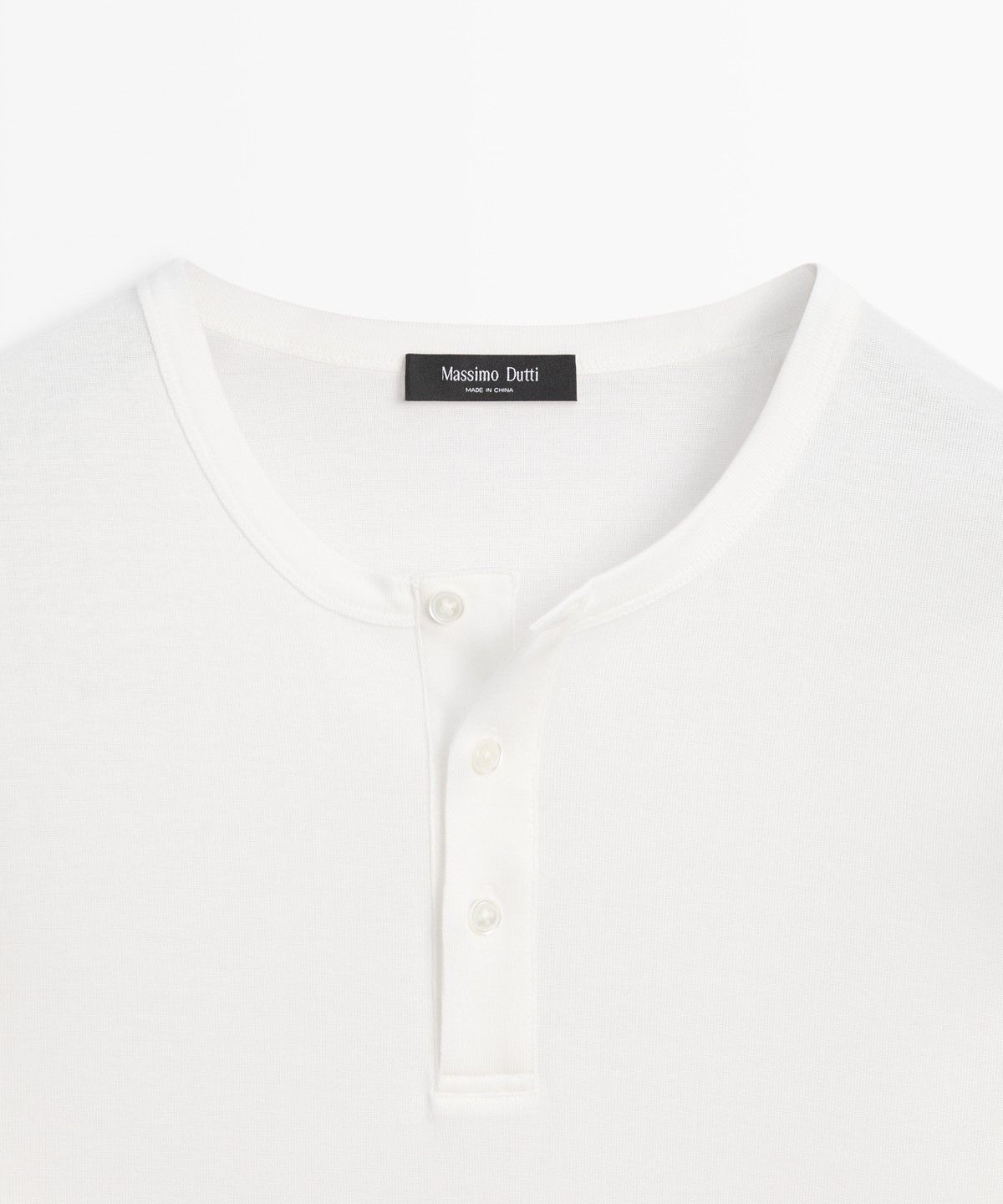 마시모두띠(MASSIMO DUTTI) 100% 코튼 헨리넥 긴소매 티셔츠