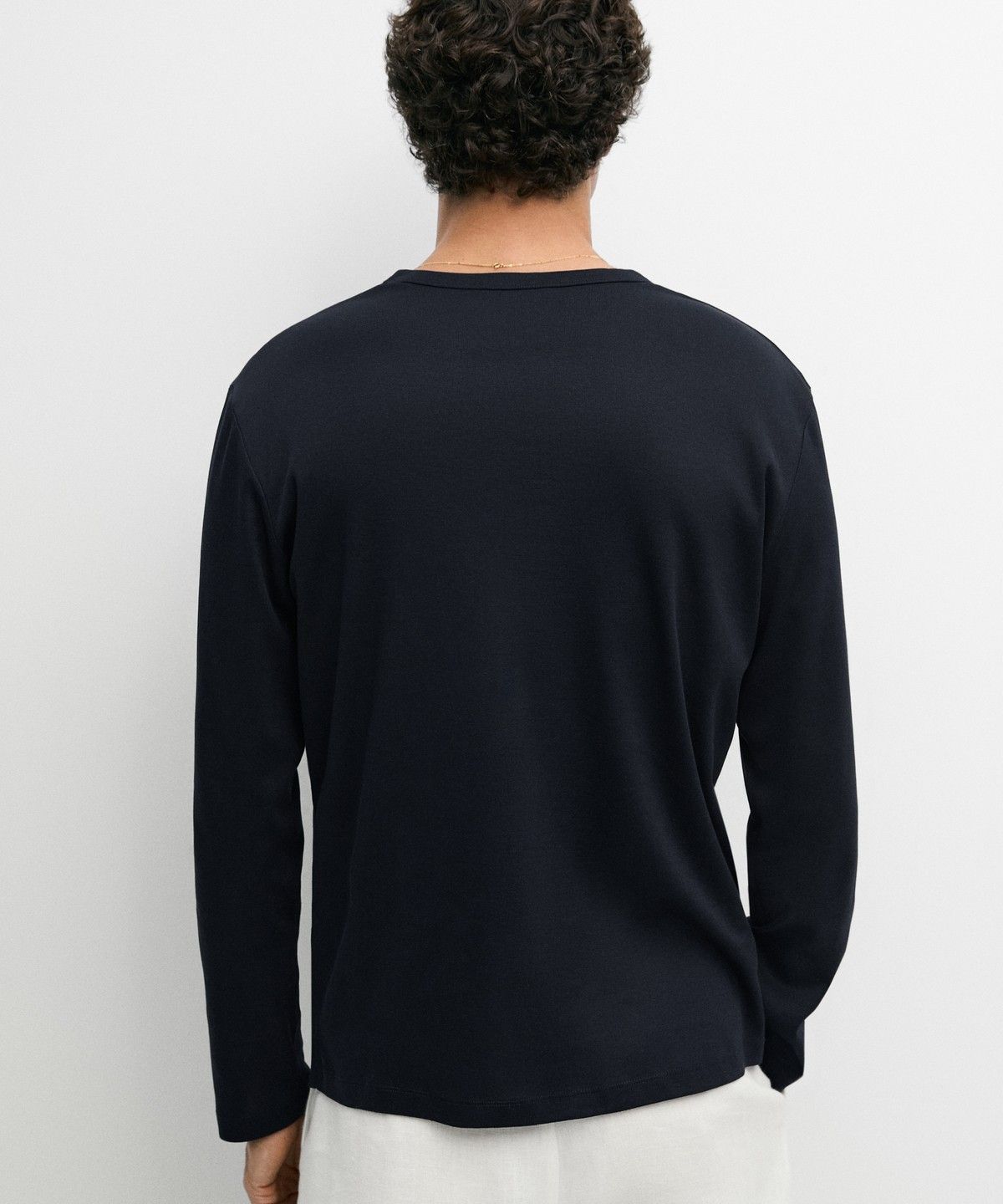마시모두띠(MASSIMO DUTTI) 100% 코튼 헨리넥 긴소매 티셔츠