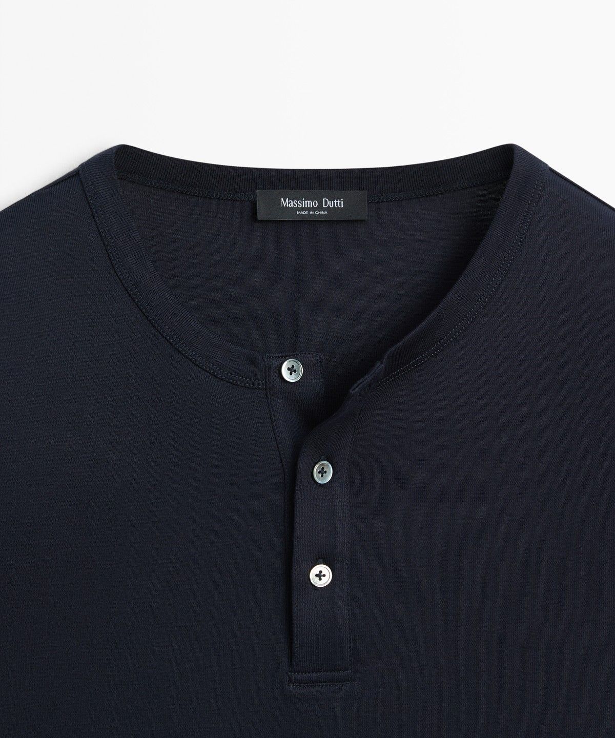 마시모두띠(MASSIMO DUTTI) 100% 코튼 헨리넥 긴소매 티셔츠