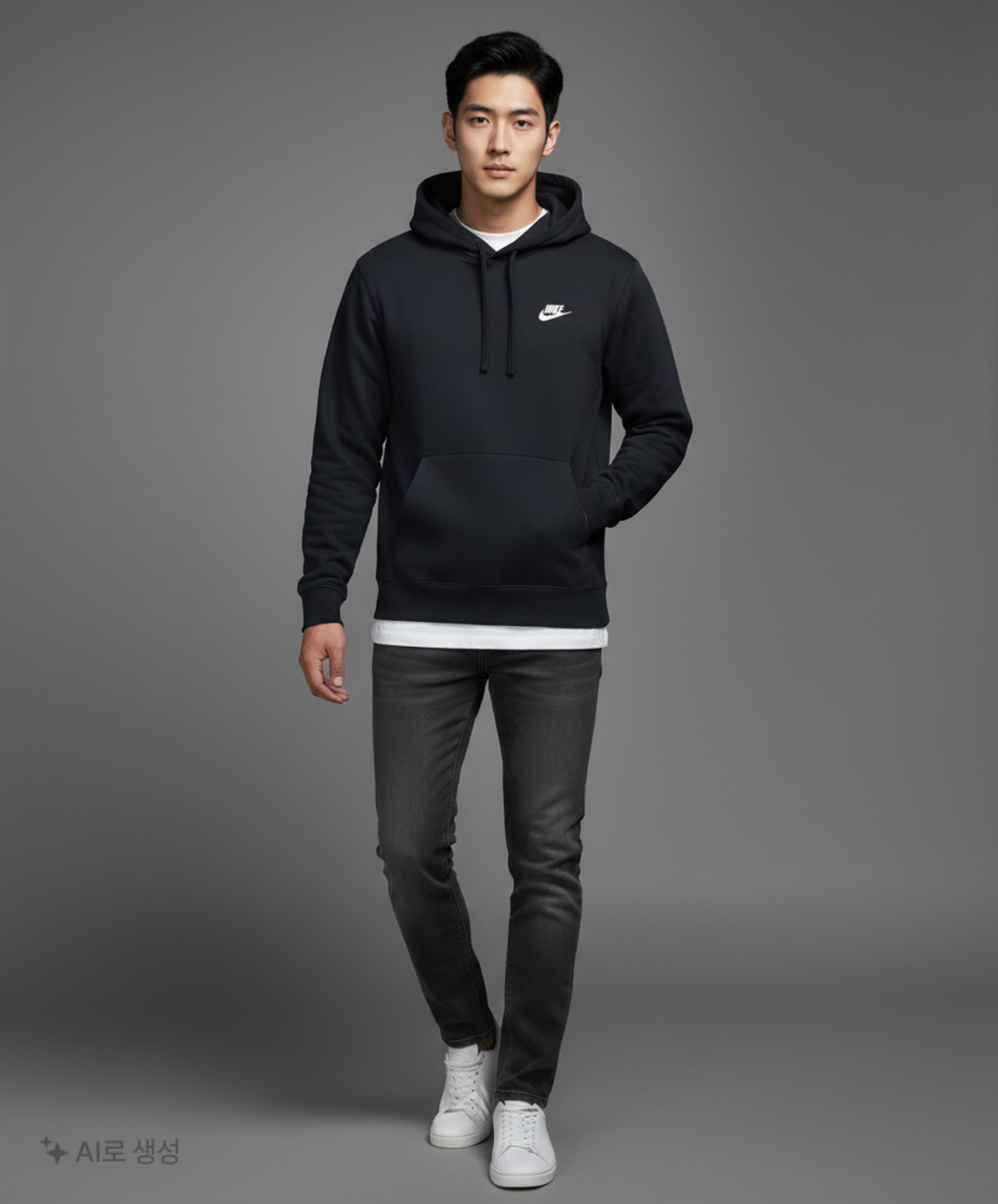 나이키(NIKE) 스포츠웨어 클럽 풀오버 후디 M - 블랙:블랙:화이트 / CZ7858-010 M
