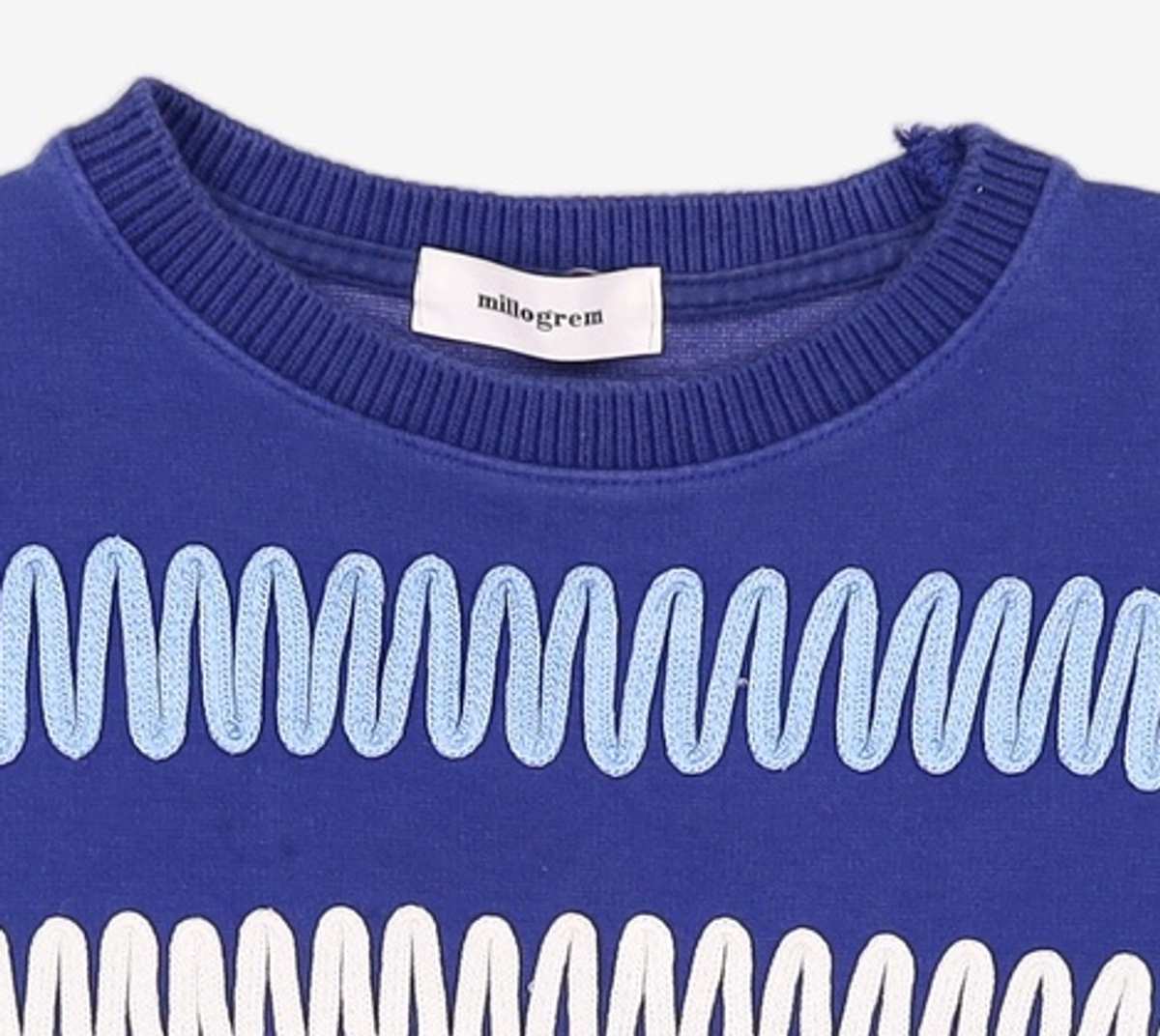 밀로그램(MILLOGREM) zigzag embroidery sweatshirts - blue FREE