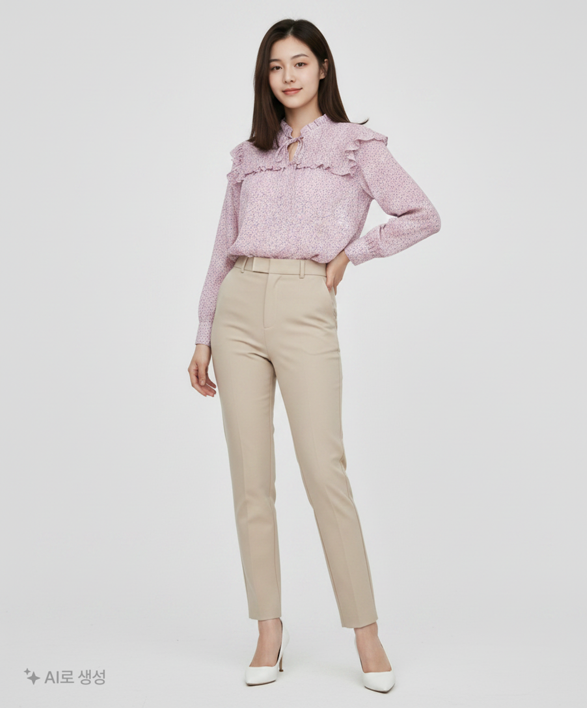 미쏘(MIXXO) 플라워 잔셔링 풀오버 블라우스 MIWBLC323B S