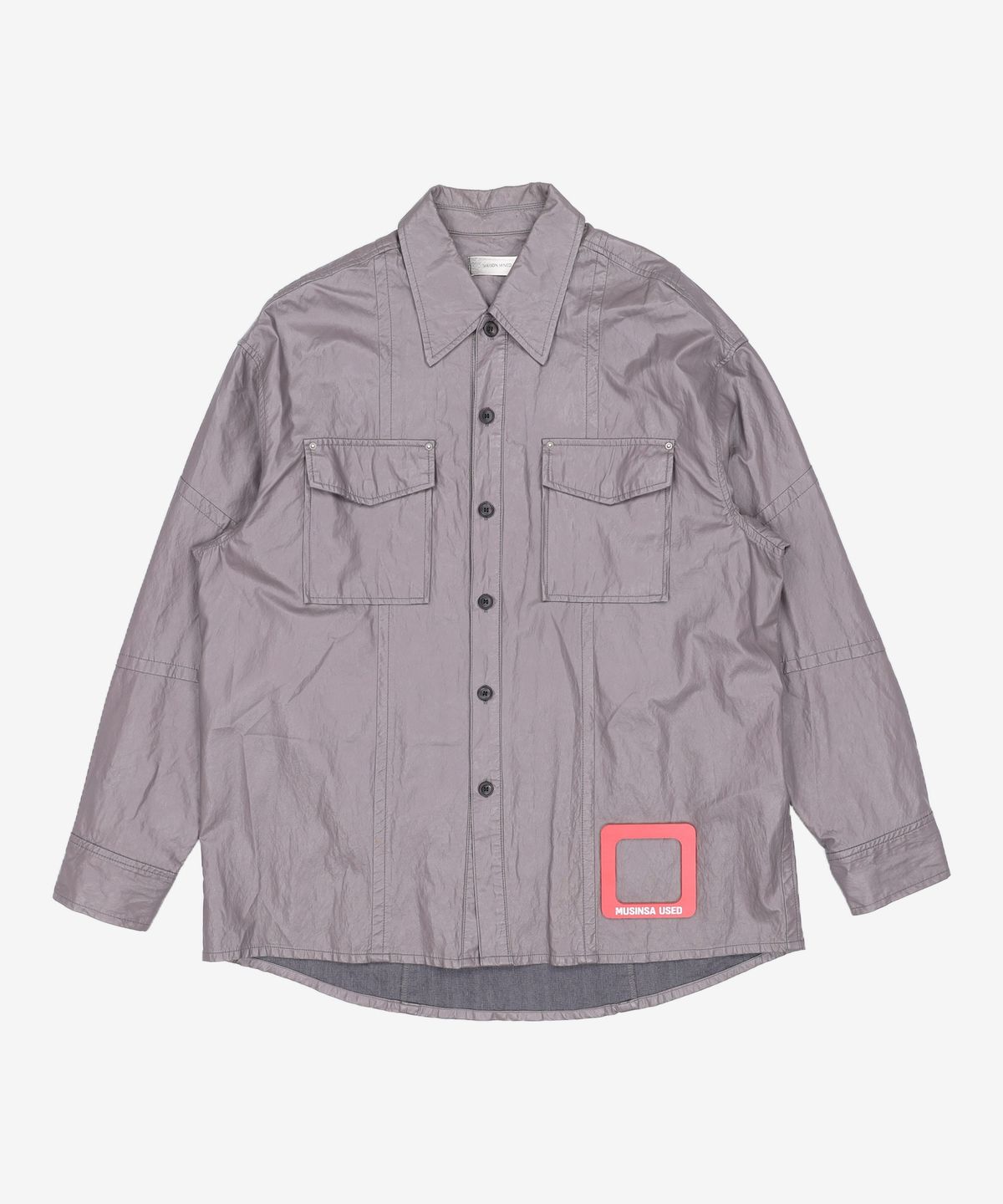 메종미네드(MAISON MINED) LEATHER SECTION SHIRTS GREY M