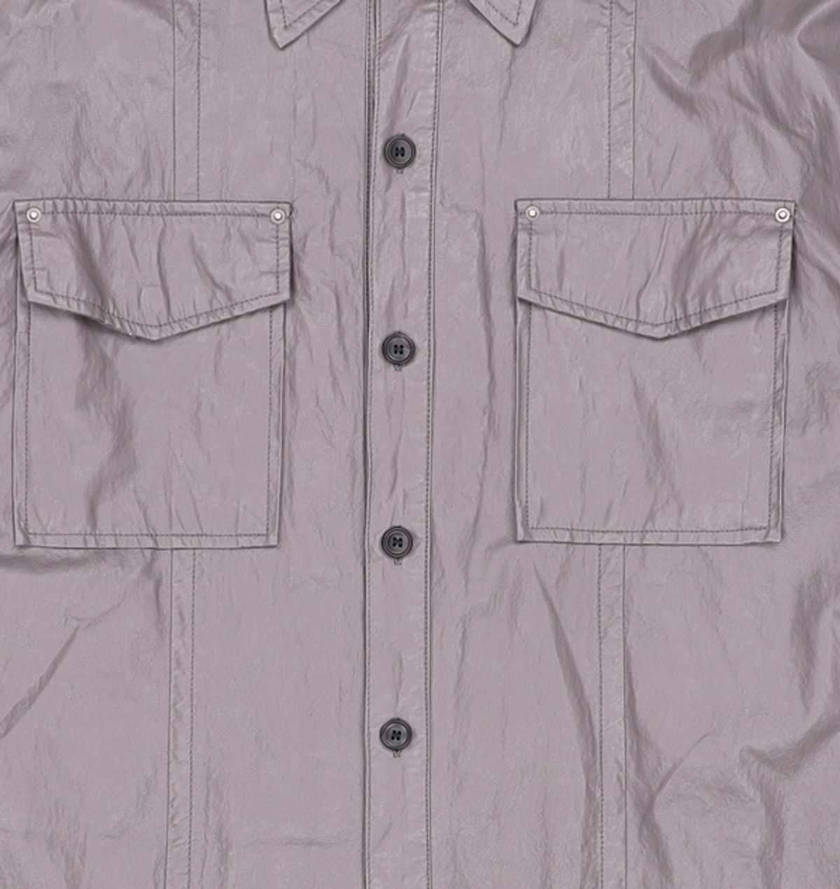 메종미네드(MAISON MINED) LEATHER SECTION SHIRTS GREY M