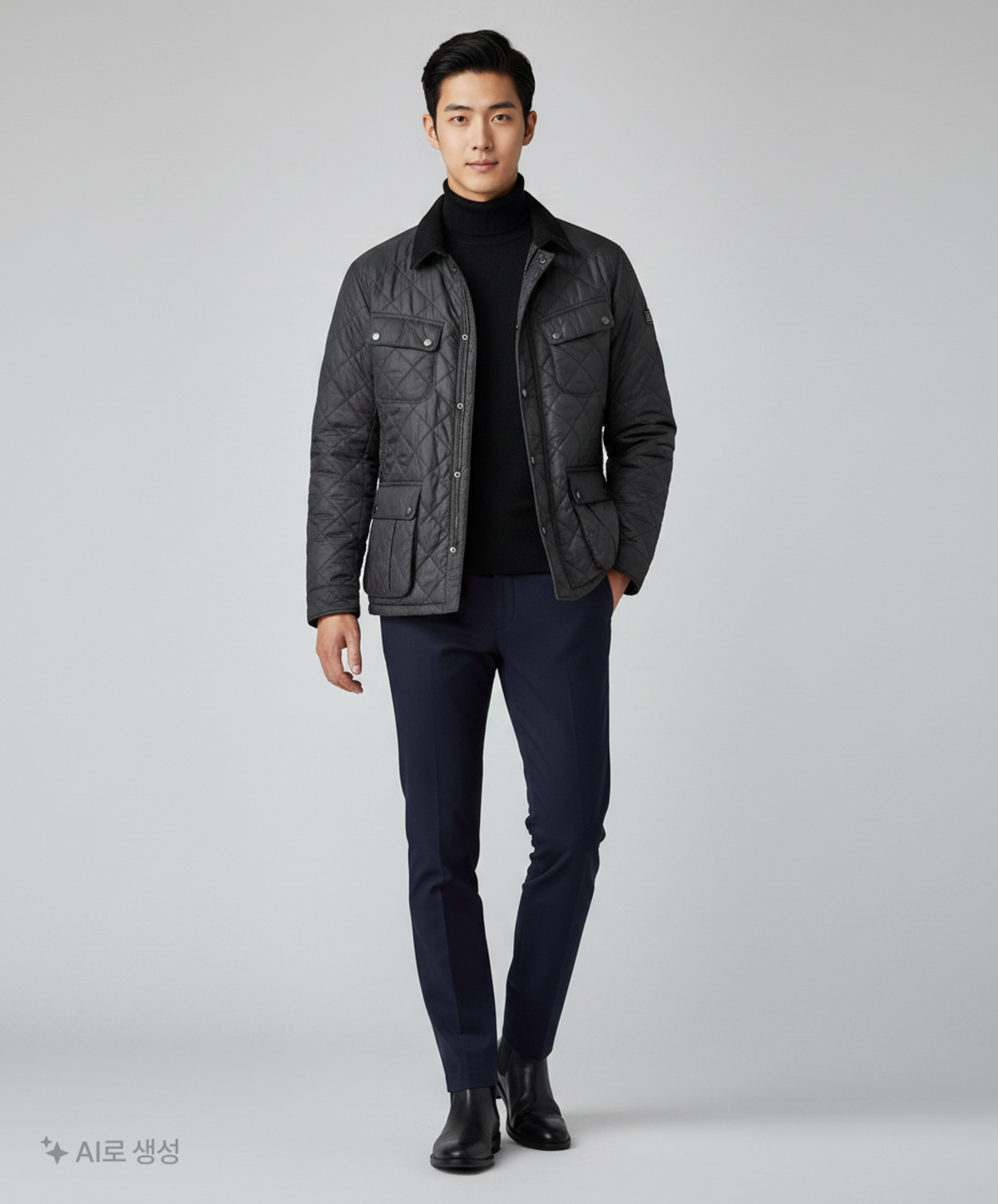 바버(BARBOUR) 남성 차콜그레이 B.Intl Tourer Ariel Polar 퀼팅 자켓 (URJU3F033CG) L