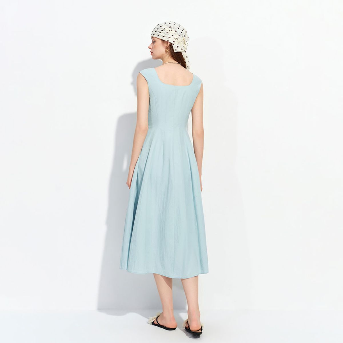 웬스데이딜라잇(WEDNESDAY DELIGHT) WD_Square neck flare midi dress_BLUE