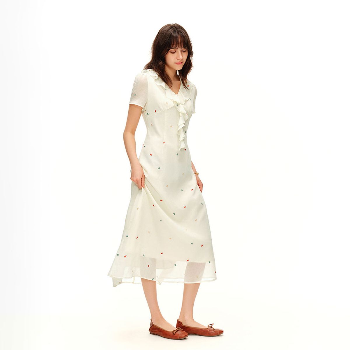 에이앤레이(AEIREI) AR_Embroidery frill v-neck dress