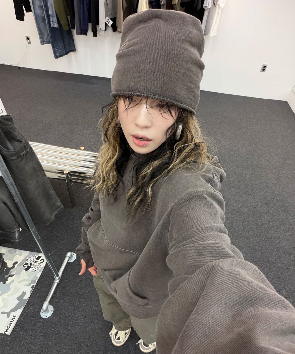 9999아카이브(9999ARCHIVE) Slick Logo Pigment Beanie