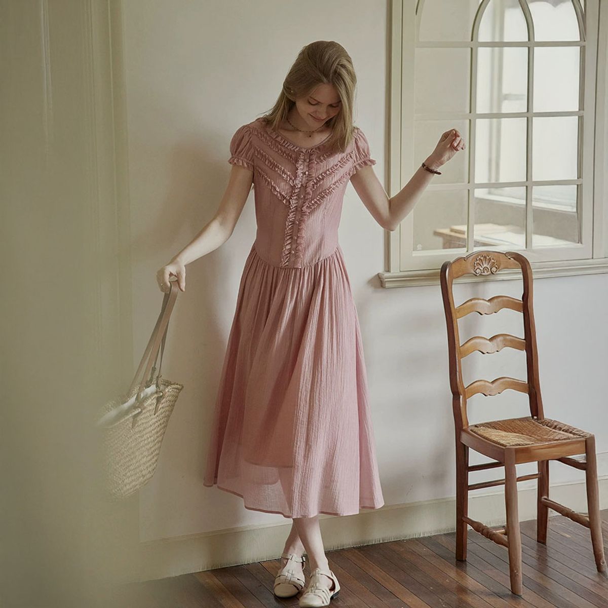 프라우드 마리(PROUD MARY) PM_Romantic pink ruffle dress