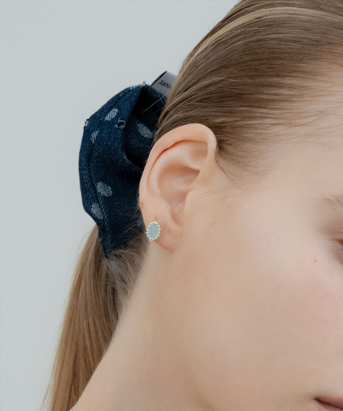 제나두(XANADU) 오발 스톤 이어링ㅣ실버_민트
