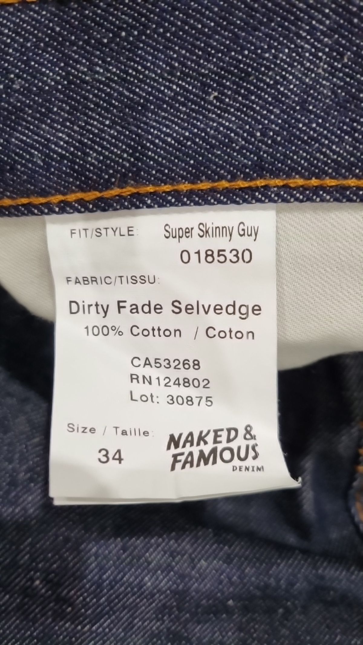 네이키드앤페이머스(NAKED&FAMOUS) SuperGuy Dirty Fade Selvedge 34
