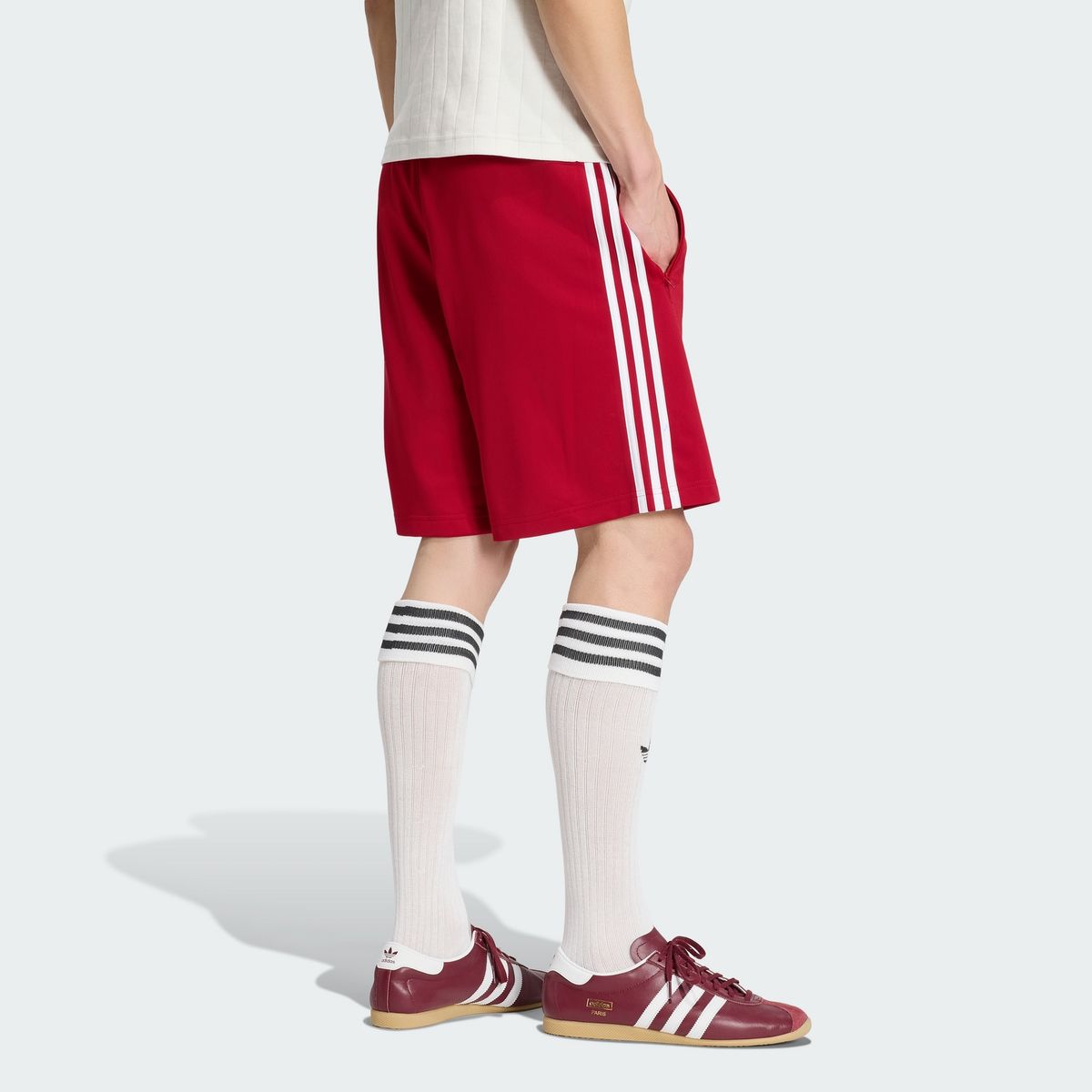 아디다스(ADIDAS) 파이어버드 숏 팬츠 - 레드:화이트 / KW0125
