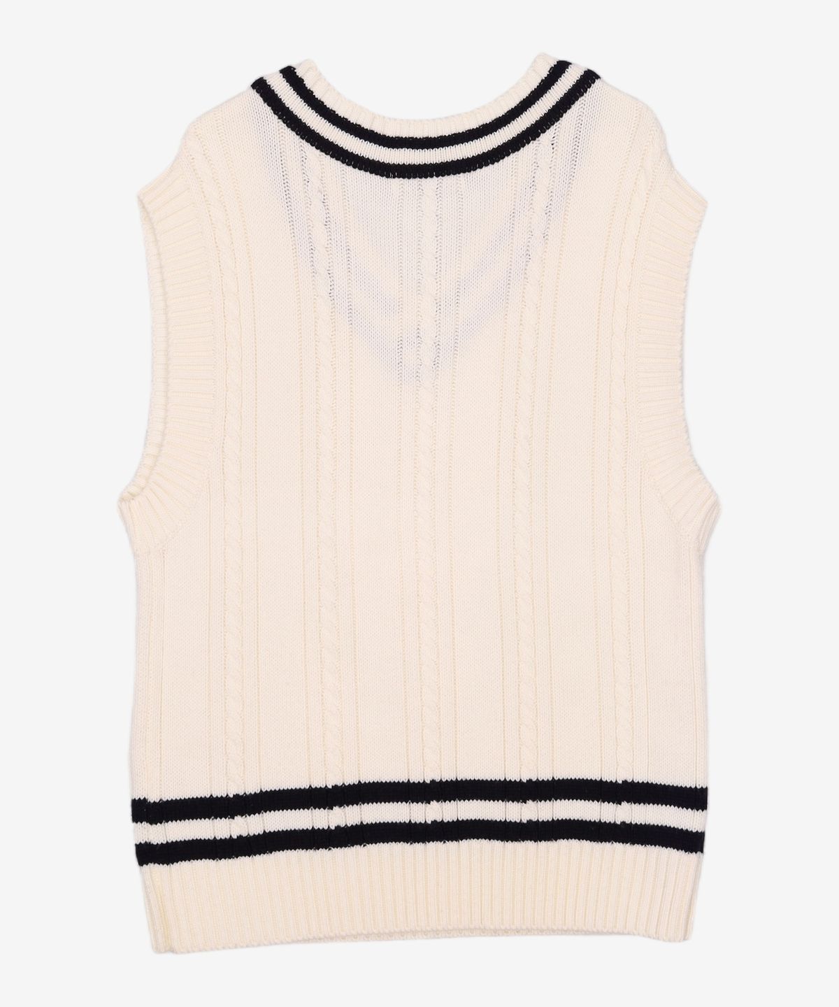 오아이오아이 컬렉션(OIOI COLLECTION) V NECK CABLE KNIT VEST [IVORY] M