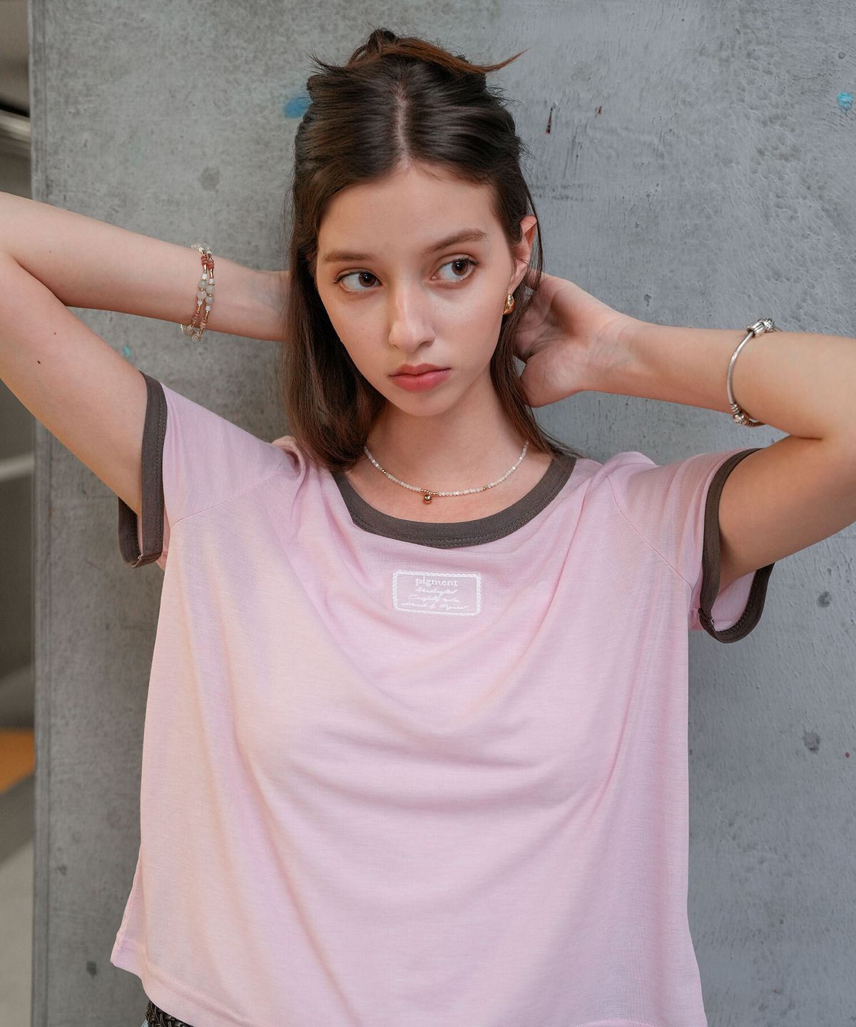 피그먼트(PIGMENT) 배색랍빠라벨티셔츠 (YZTS2605082)