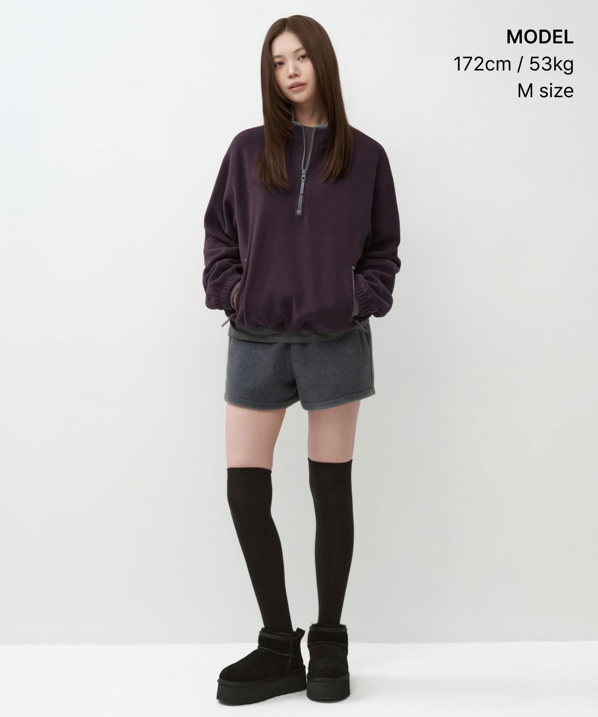무신사 스탠다드 우먼(MUSINSA STANDARD WOMAN) 우먼즈 폴라 플리스 쿼터 집업 [플럼]