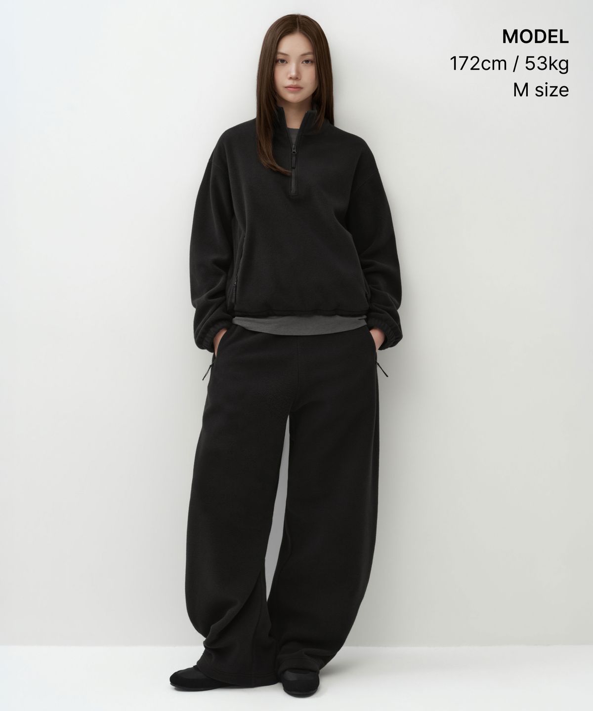 무신사 스탠다드 우먼(MUSINSA STANDARD WOMAN) 우먼즈 폴라 플리스 쿼터 집업 [블랙]