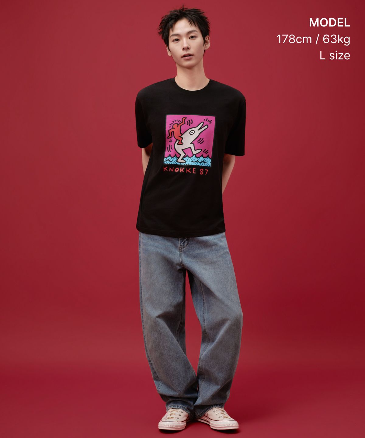 무신사 스탠다드(MUSINSA STANDARD) [키스 해링 컬렉션] Knokke 87 티셔츠 [블랙]