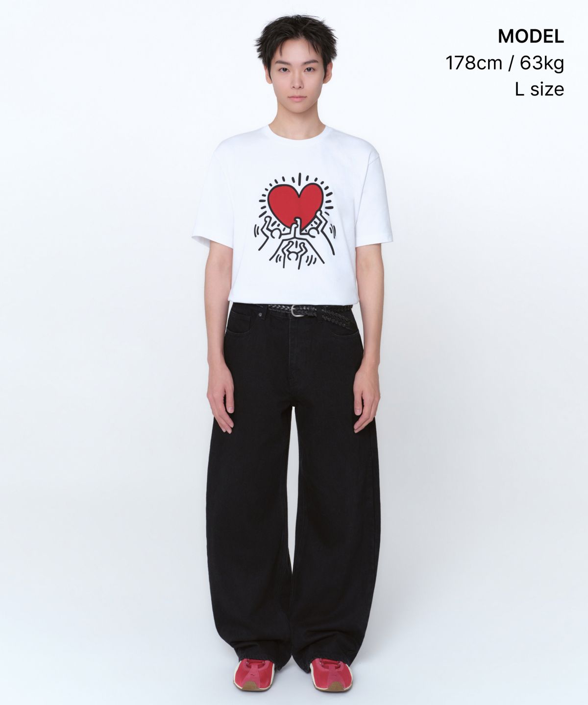 무신사 스탠다드(MUSINSA STANDARD) [키스 해링 컬렉션] Heart 티셔츠 [화이트]